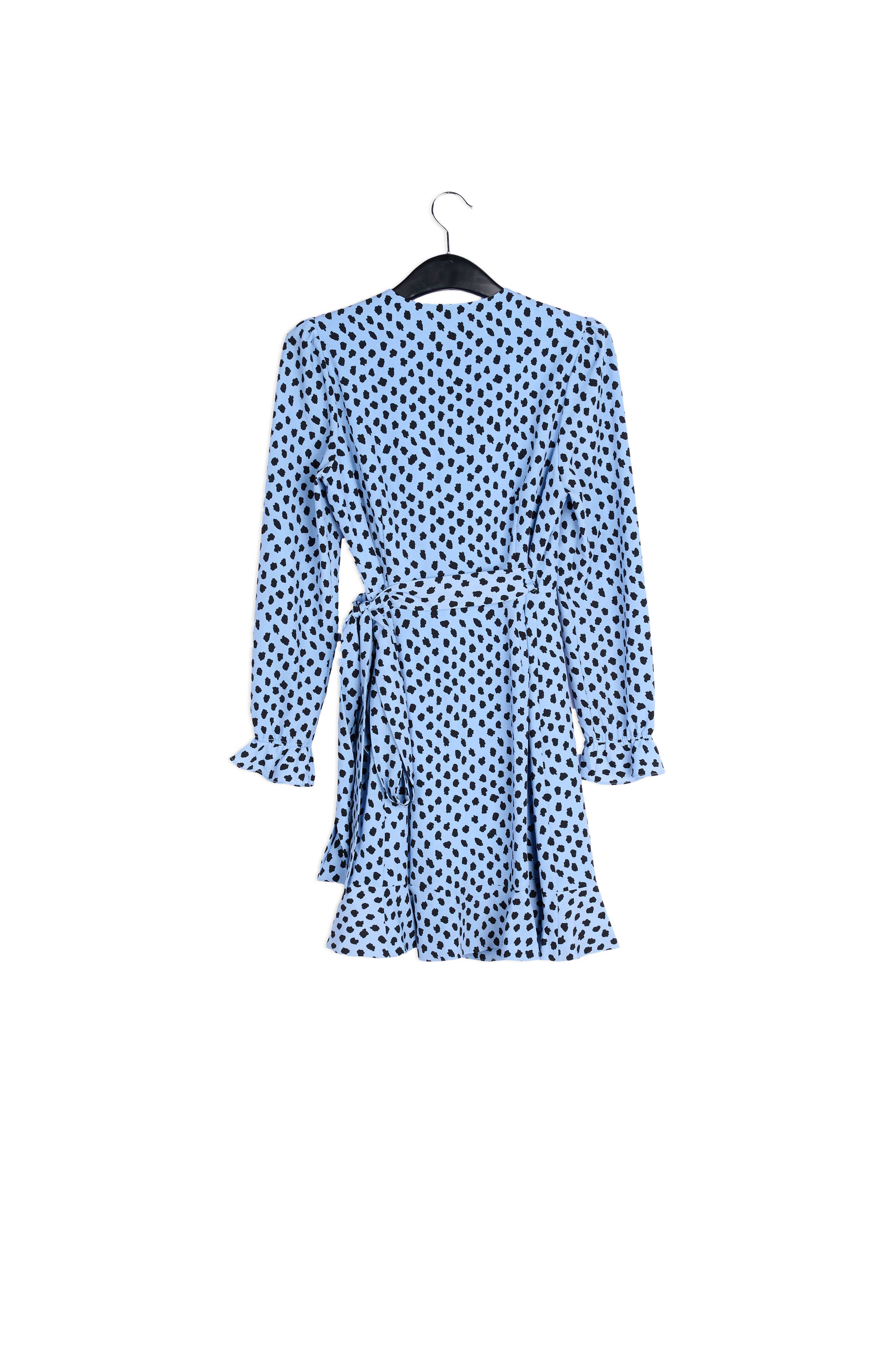 Light blue polka dot wrap mini dress RE—SSENTIEL | Essentiel second hand