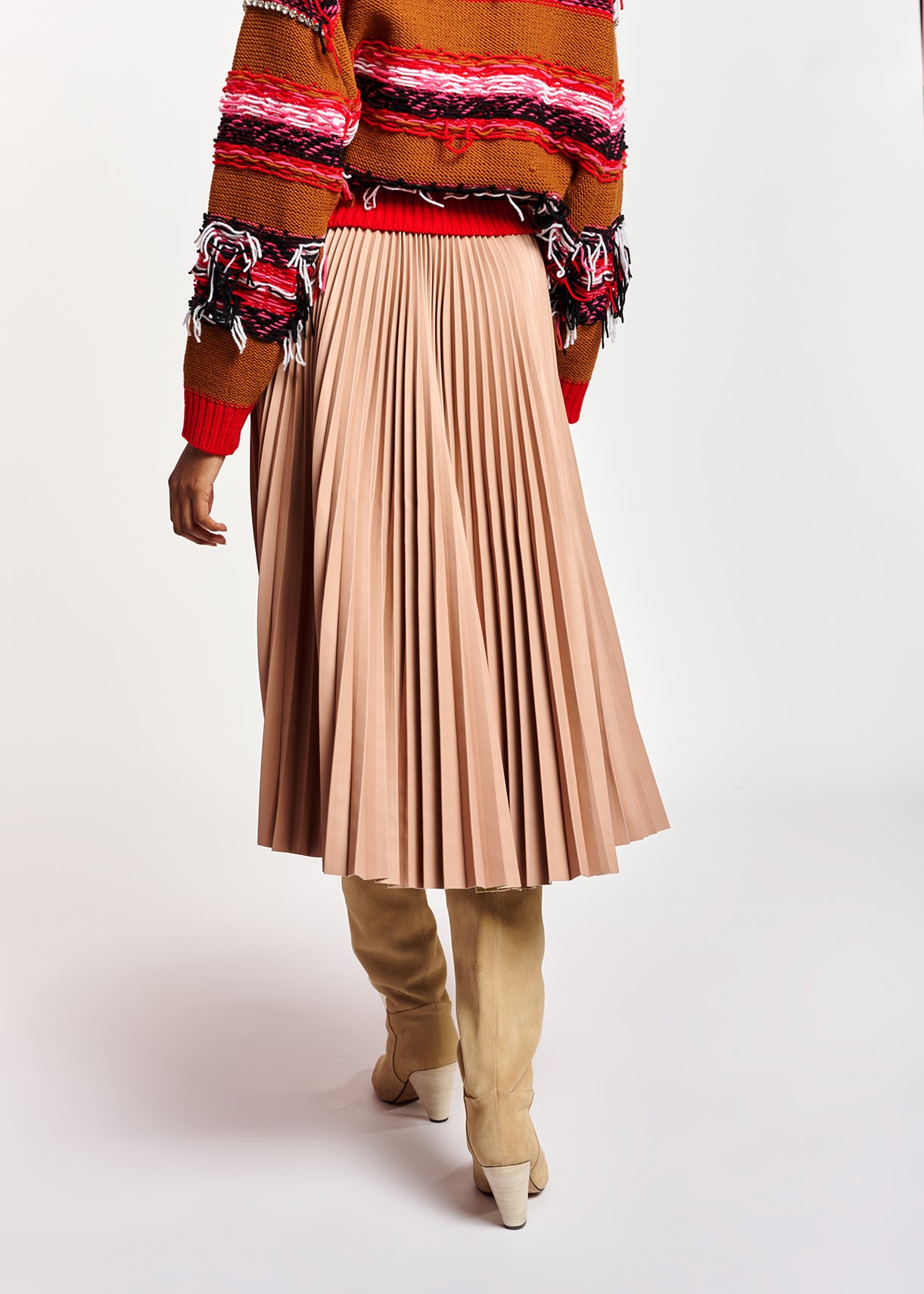 Pink faux leather plissé skirt RE—SSENTIEL | Essentiel second hand