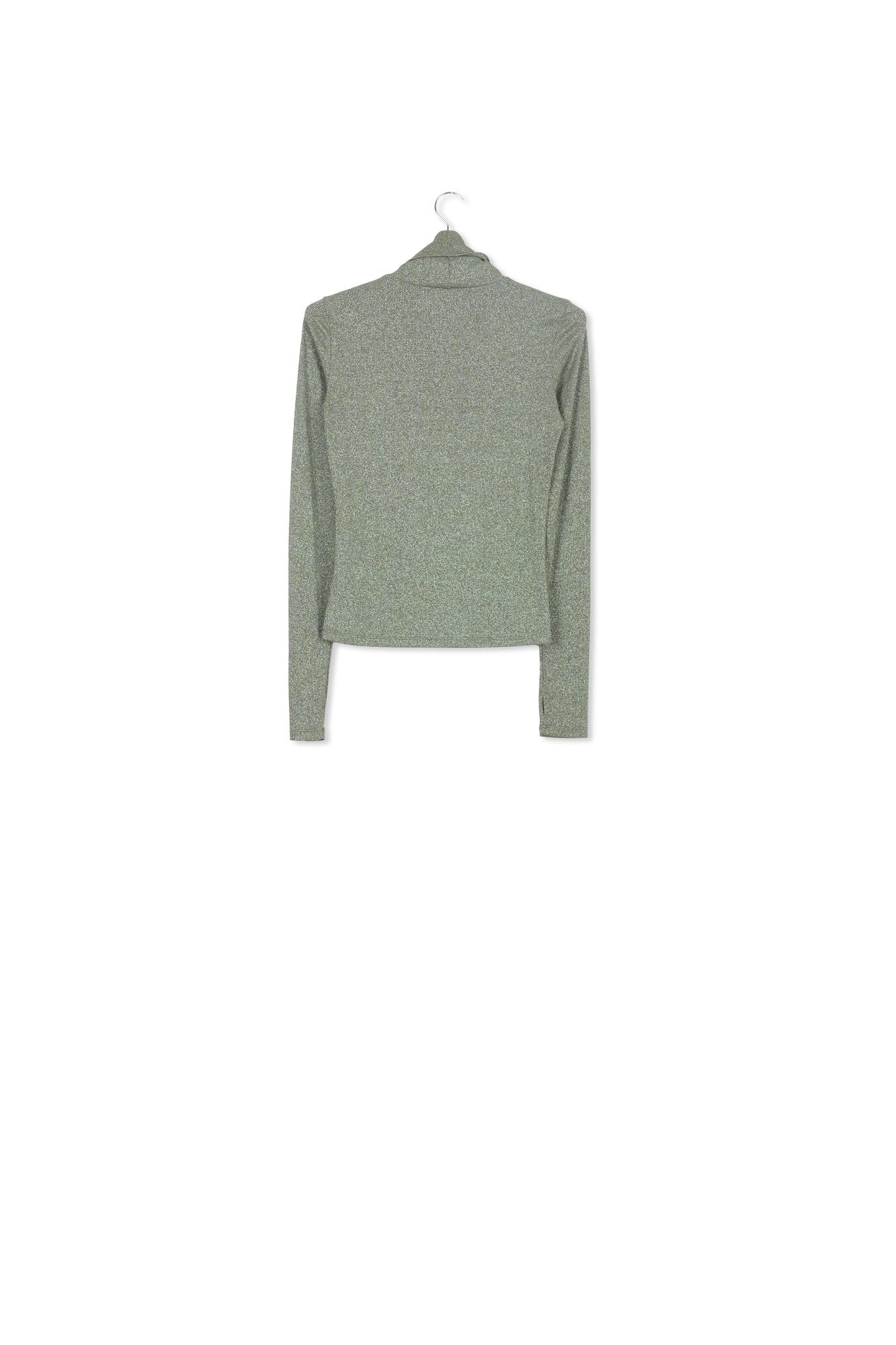 Dark green lurex turtleneck top RE—SSENTIEL | Essentiel second hand