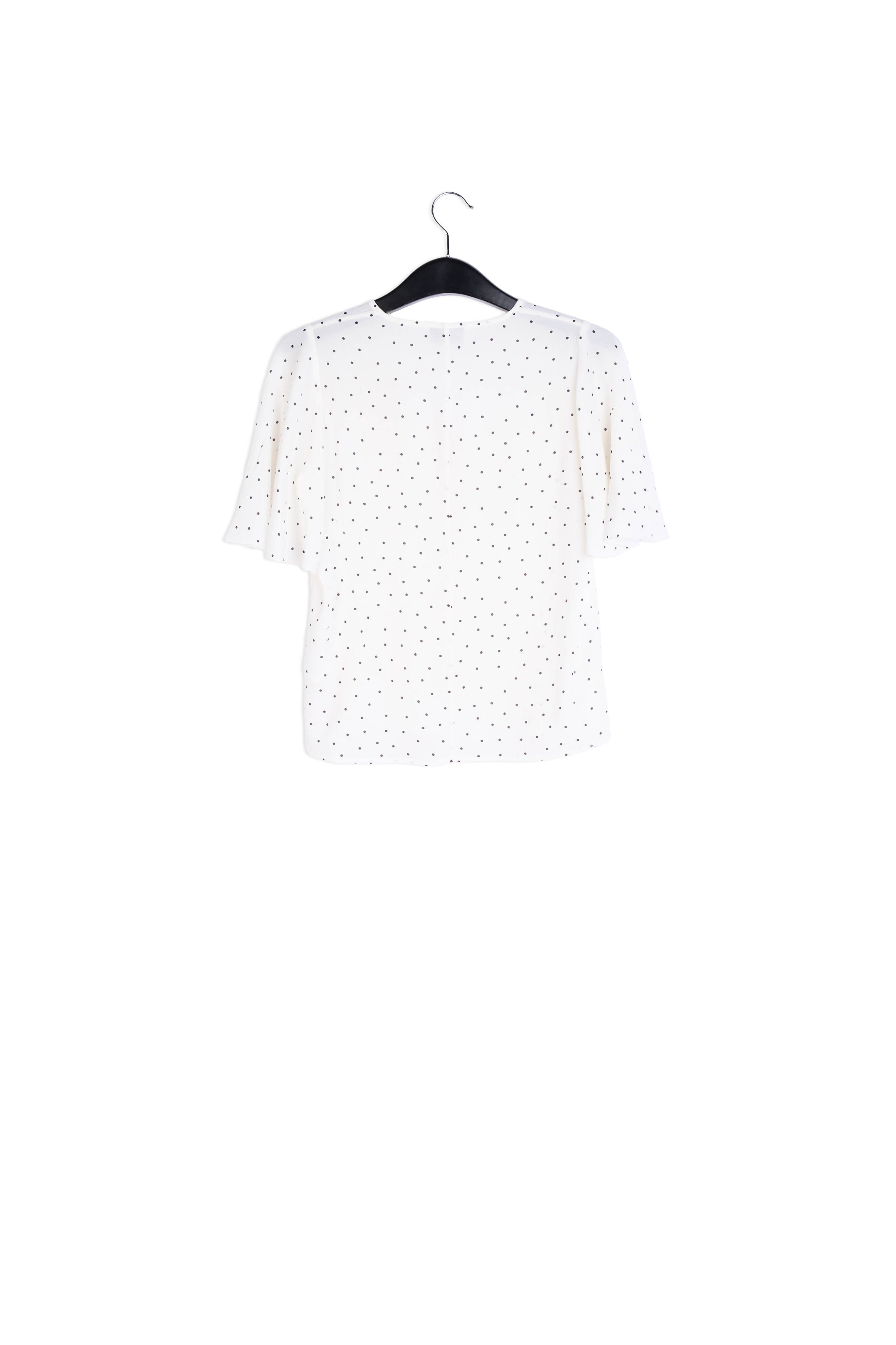 White polka dot v-neck top RE—SSENTIEL | Essentiel second hand