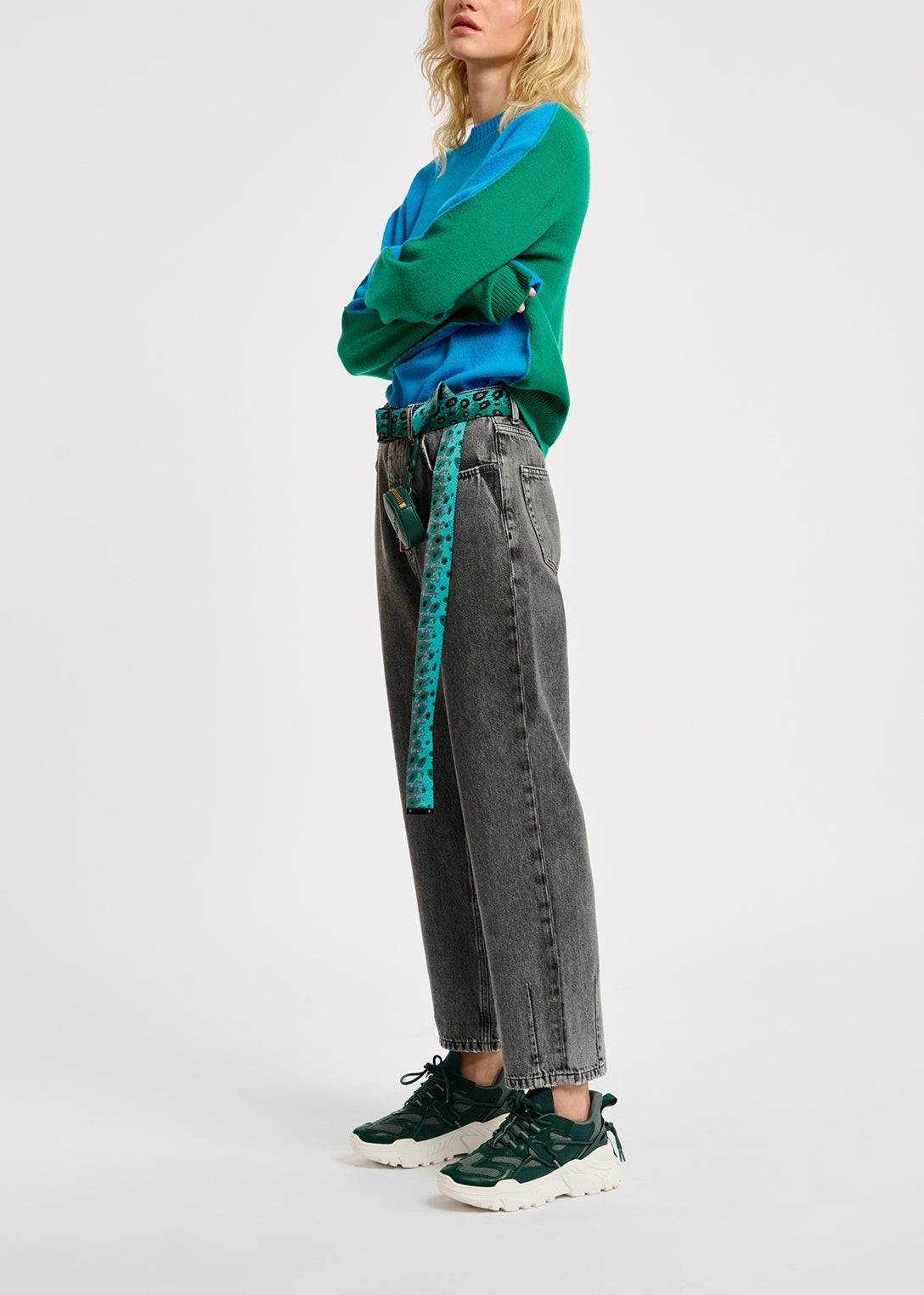 Grey cropped high-rise jeans RE—SSENTIEL | Essentiel second hand