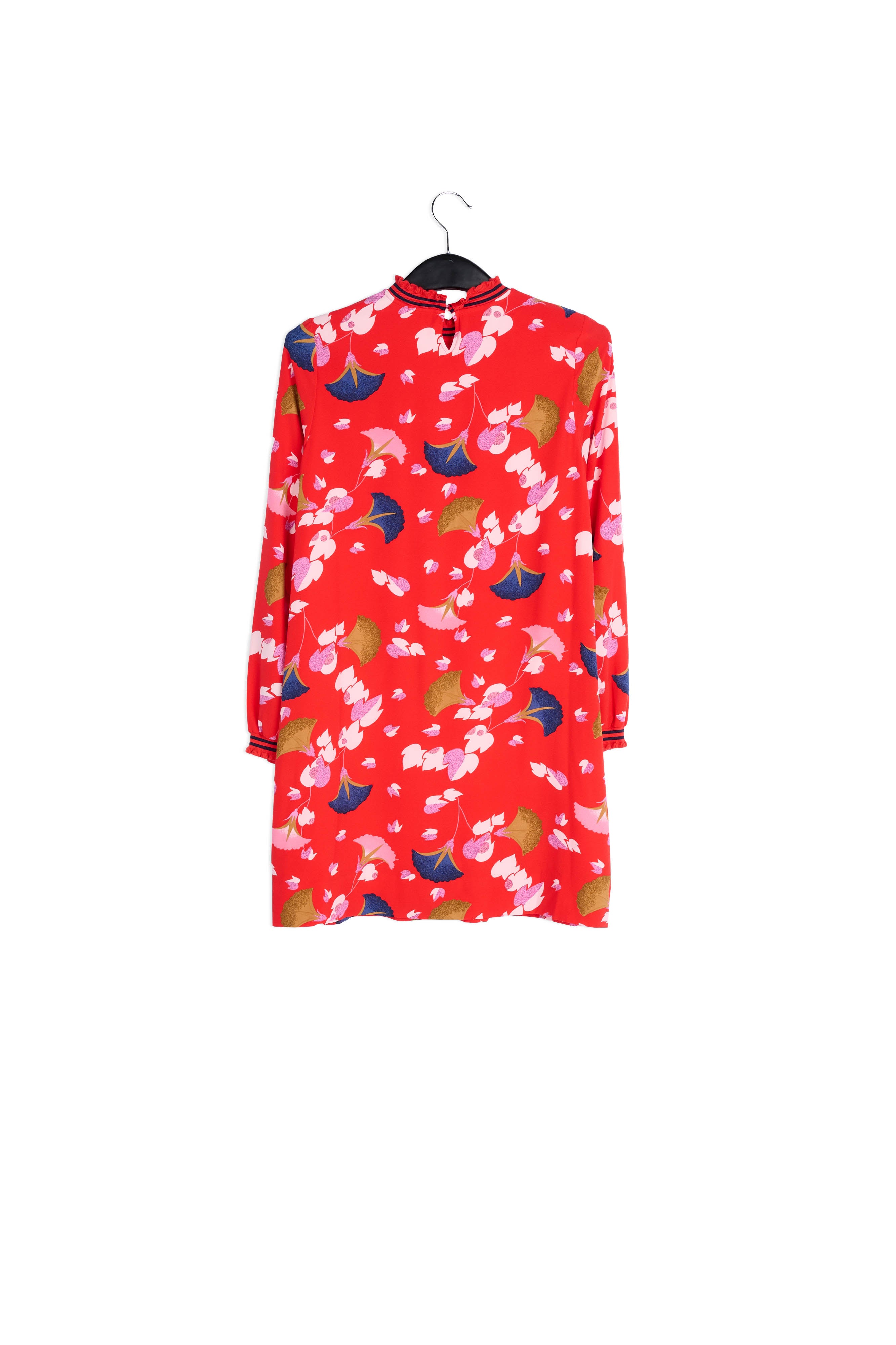 Red A-line mini dress with floral print RE—SSENTIEL | Essentiel second hand