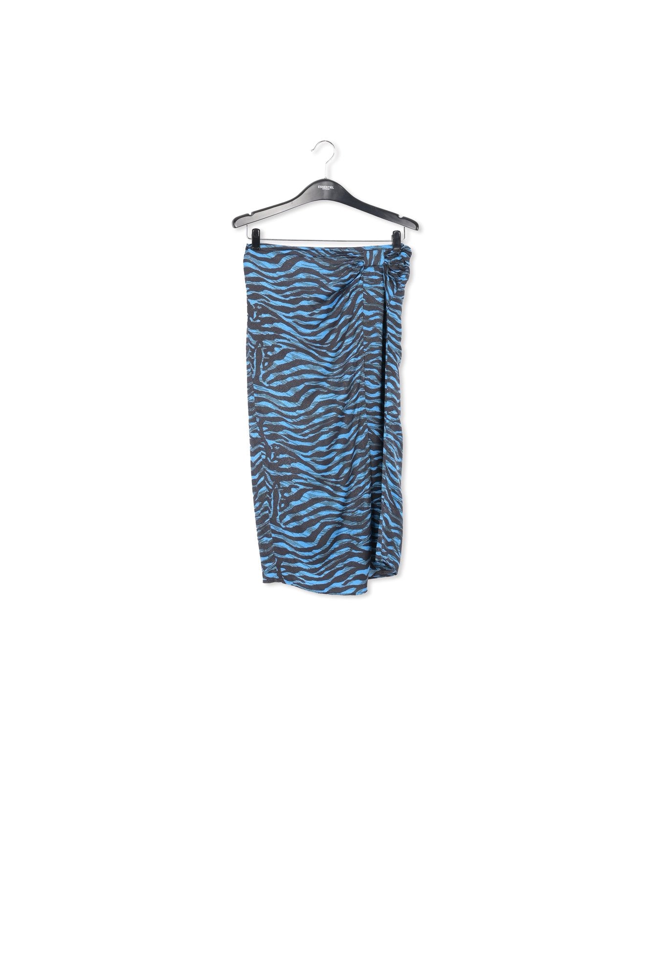 Blue and black wrap effect long pencil skirt RE—SSENTIEL | Essentiel second hand