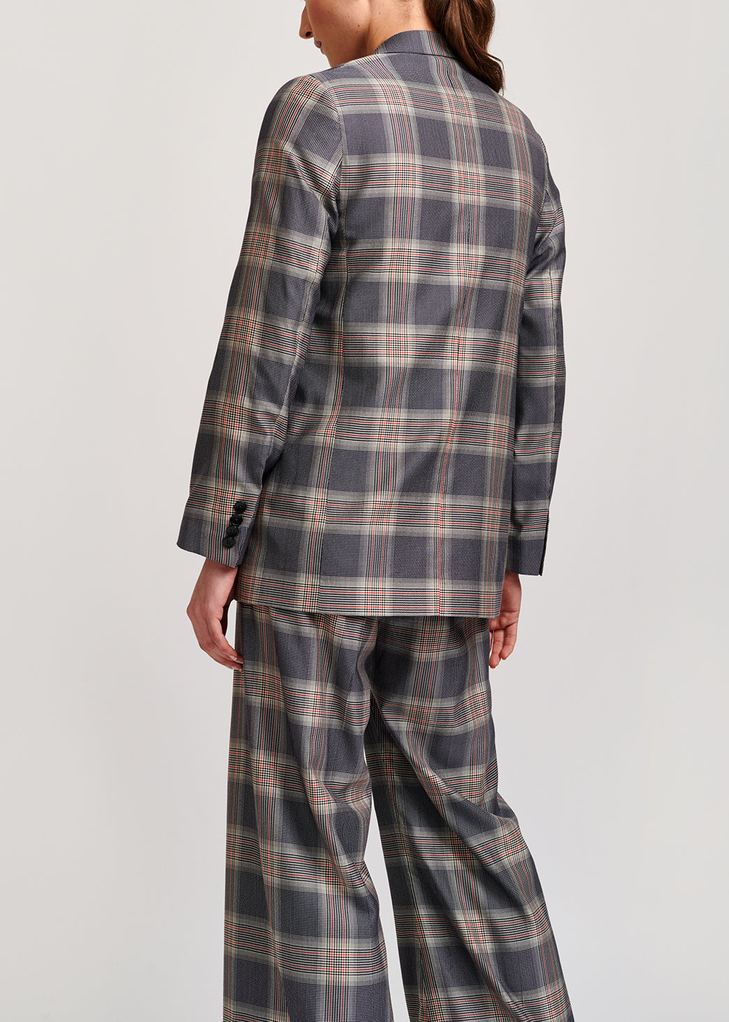 Grey plaid double-breasted blazer RE—SSENTIEL | Essentiel second hand