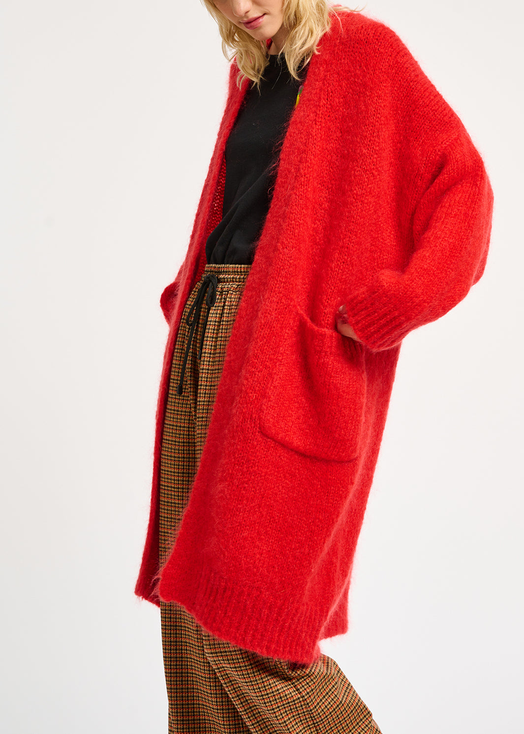 Cardigan midi en mohair mélangé rouge RE—SSENTIEL | Essentiel second hand