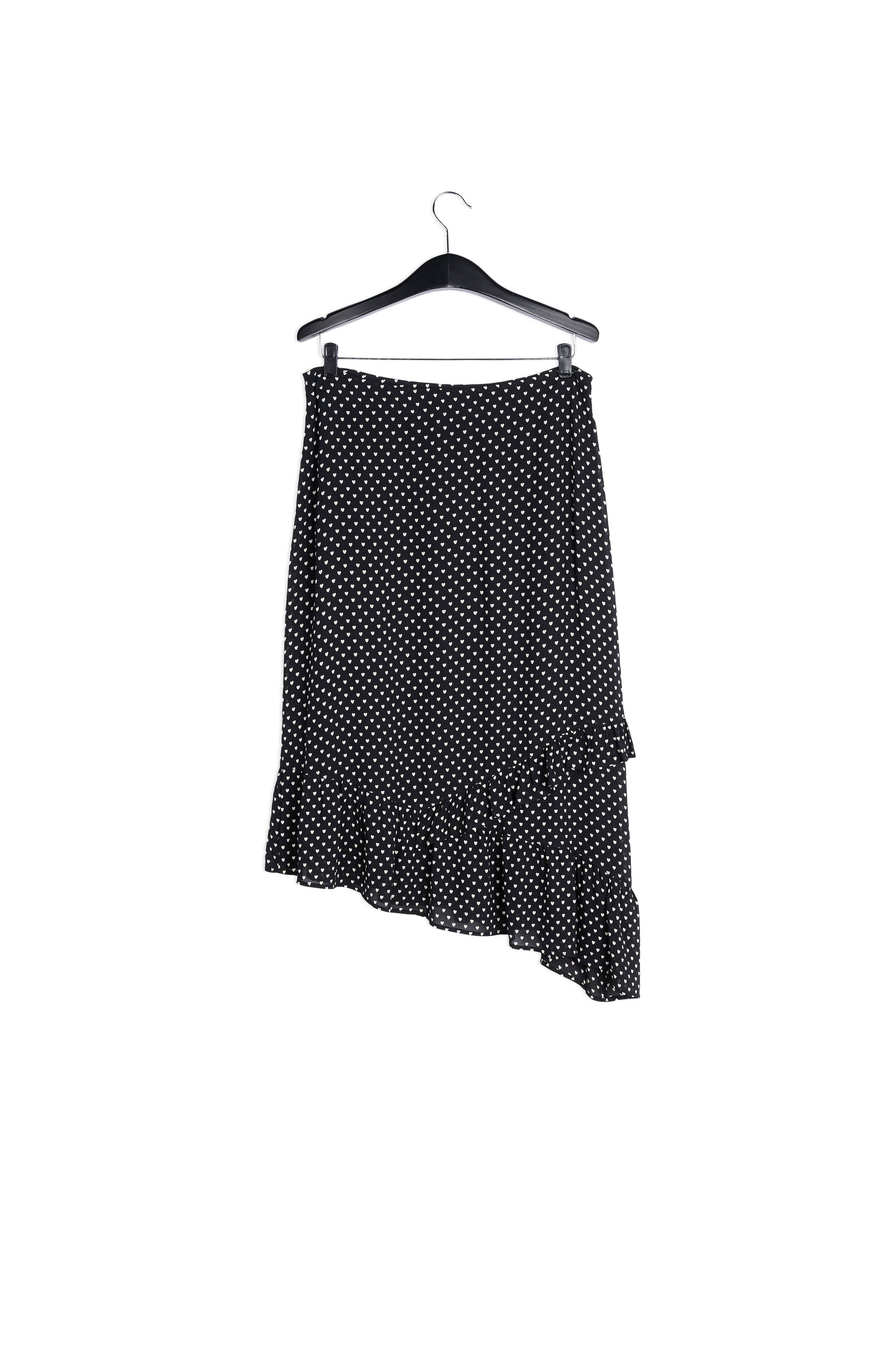 Jupe noire ruchée à imprimé cœurs RE—SSENTIEL | Essentiel second hand