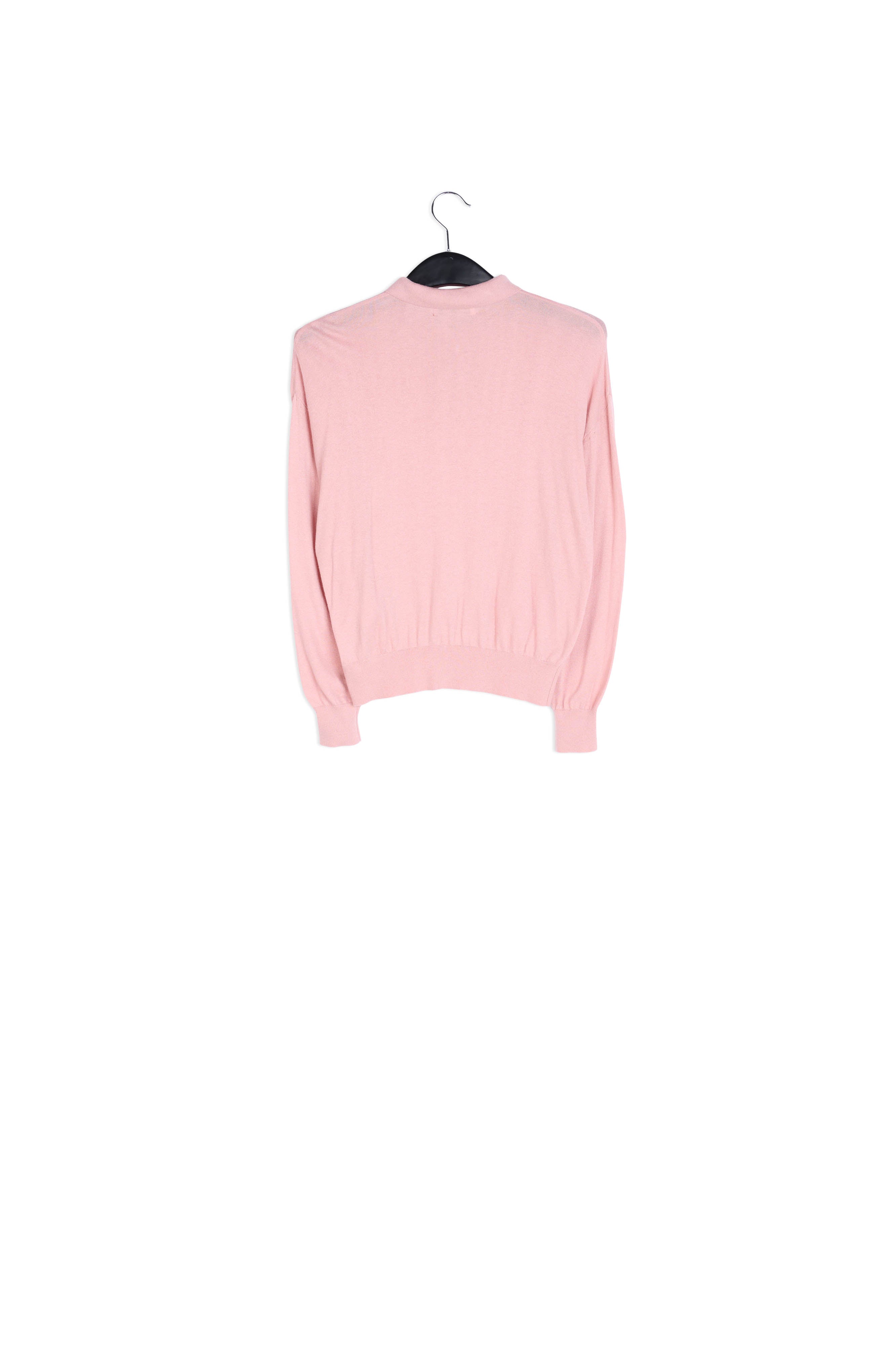 Pink fine-knit sweater with polo-inspired collar RE—SSENTIEL | Essentiel second hand