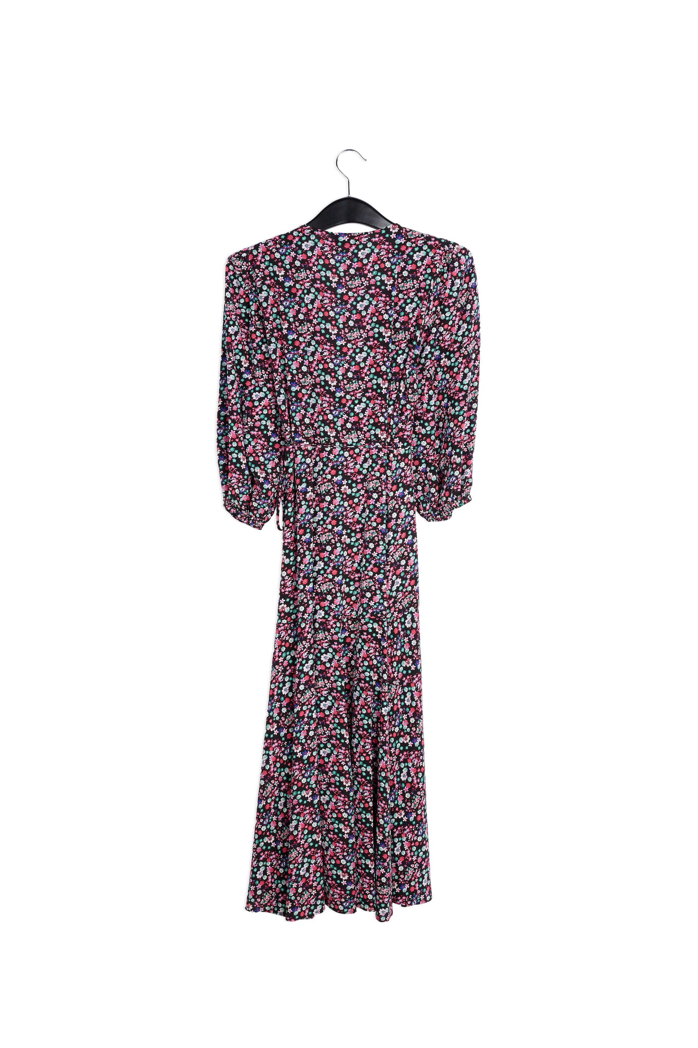 Black floral-print wrap maxi dress RE—SSENTIEL | Essentiel second hand