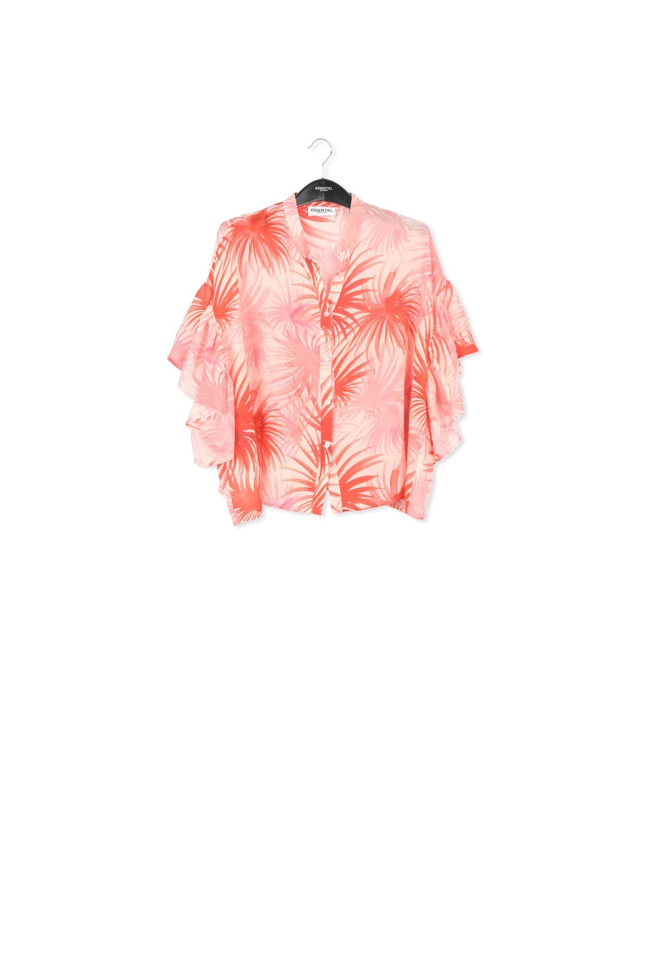 Top à  volants orange imprimé de feuilles de palmier RE—SSENTIEL | Essentiel second hand