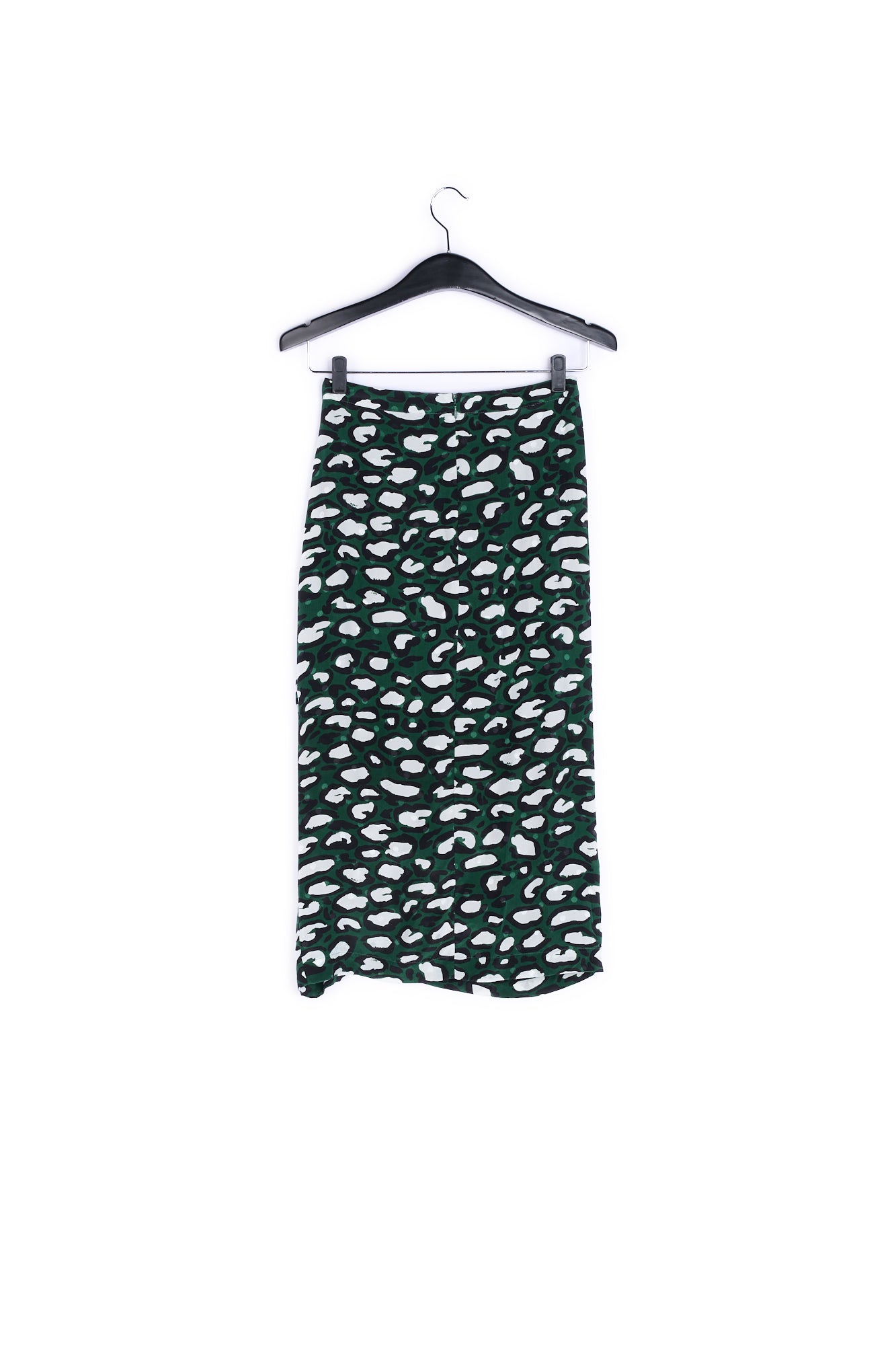 Jupe crayon en soie vert kaki à imprimé léopard RE—SSENTIEL | Essentiel second hand