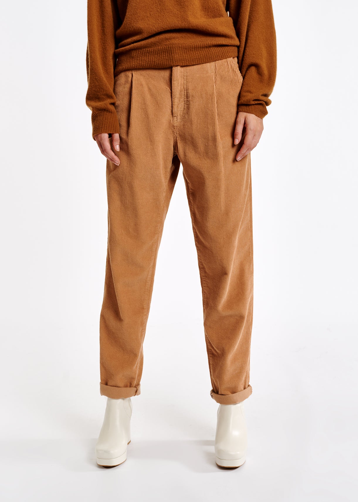 Camel broek van katoenen fluweel RE—SSENTIEL | Essentiel second hand