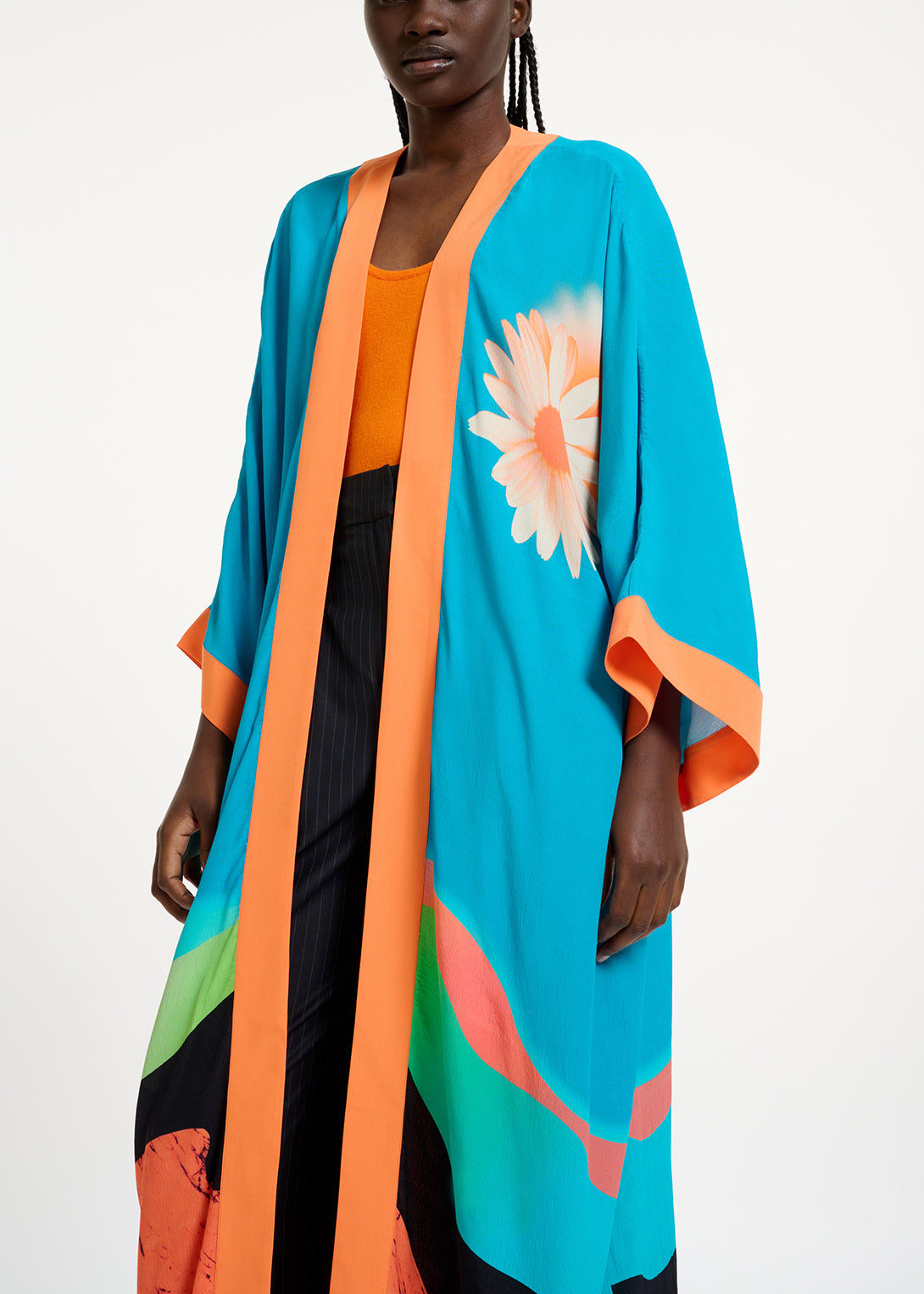 Blue kimono with graphic print RE—SSENTIEL | Essentiel second hand