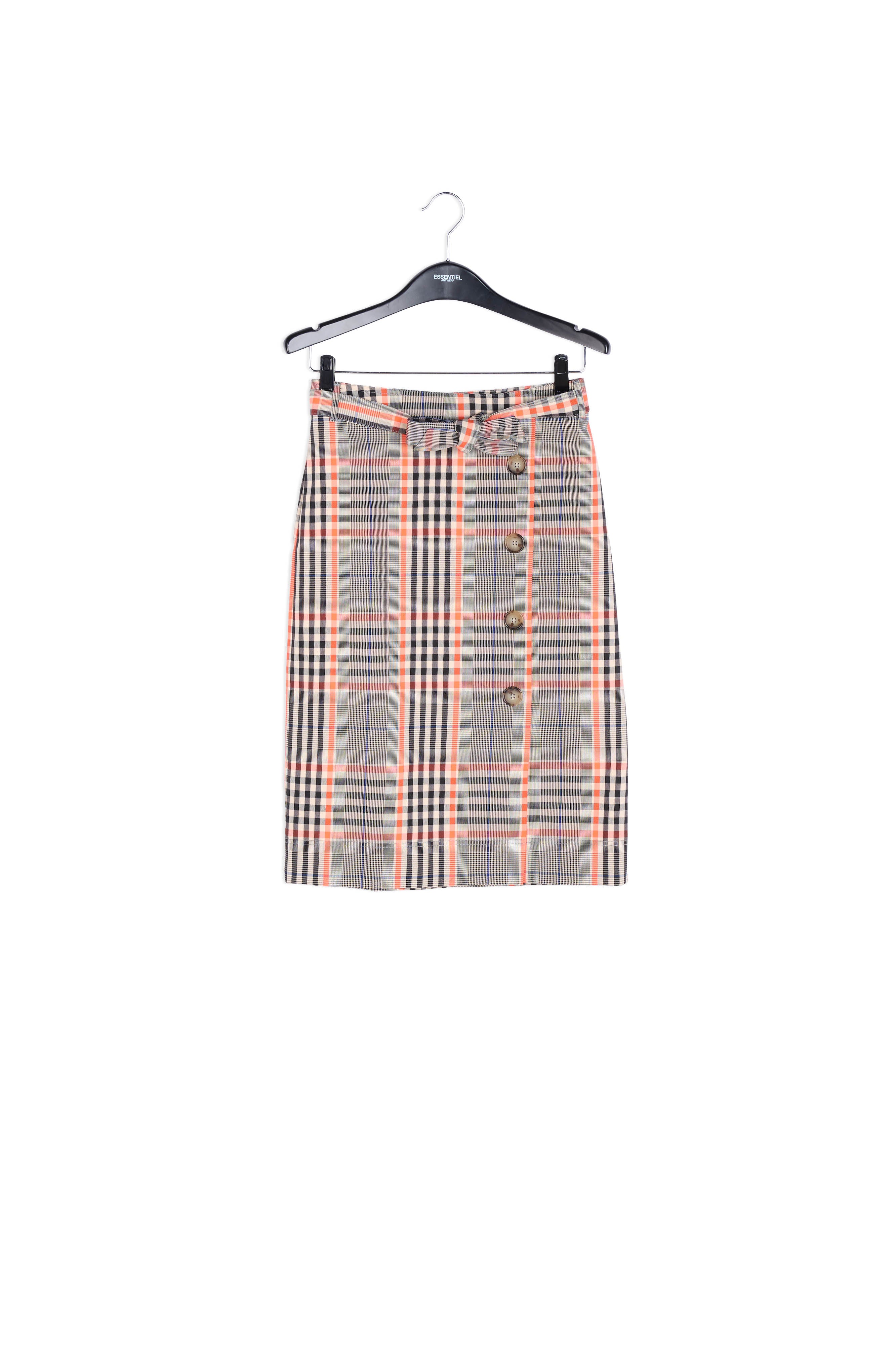 Black and orange plaid straight skirt RE—SSENTIEL | Essentiel second hand