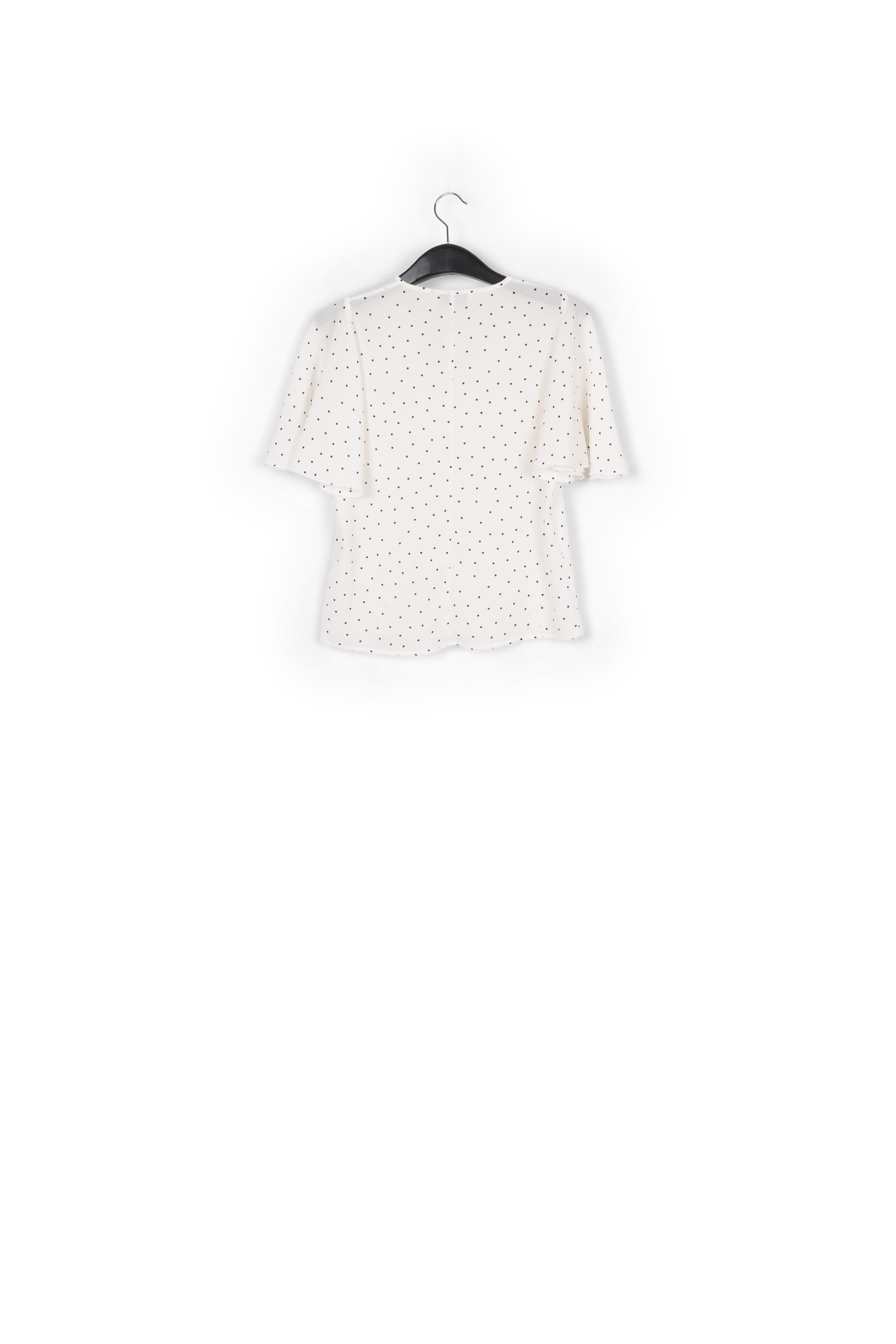 White polka dot v-neck top RE—SSENTIEL | Essentiel second hand