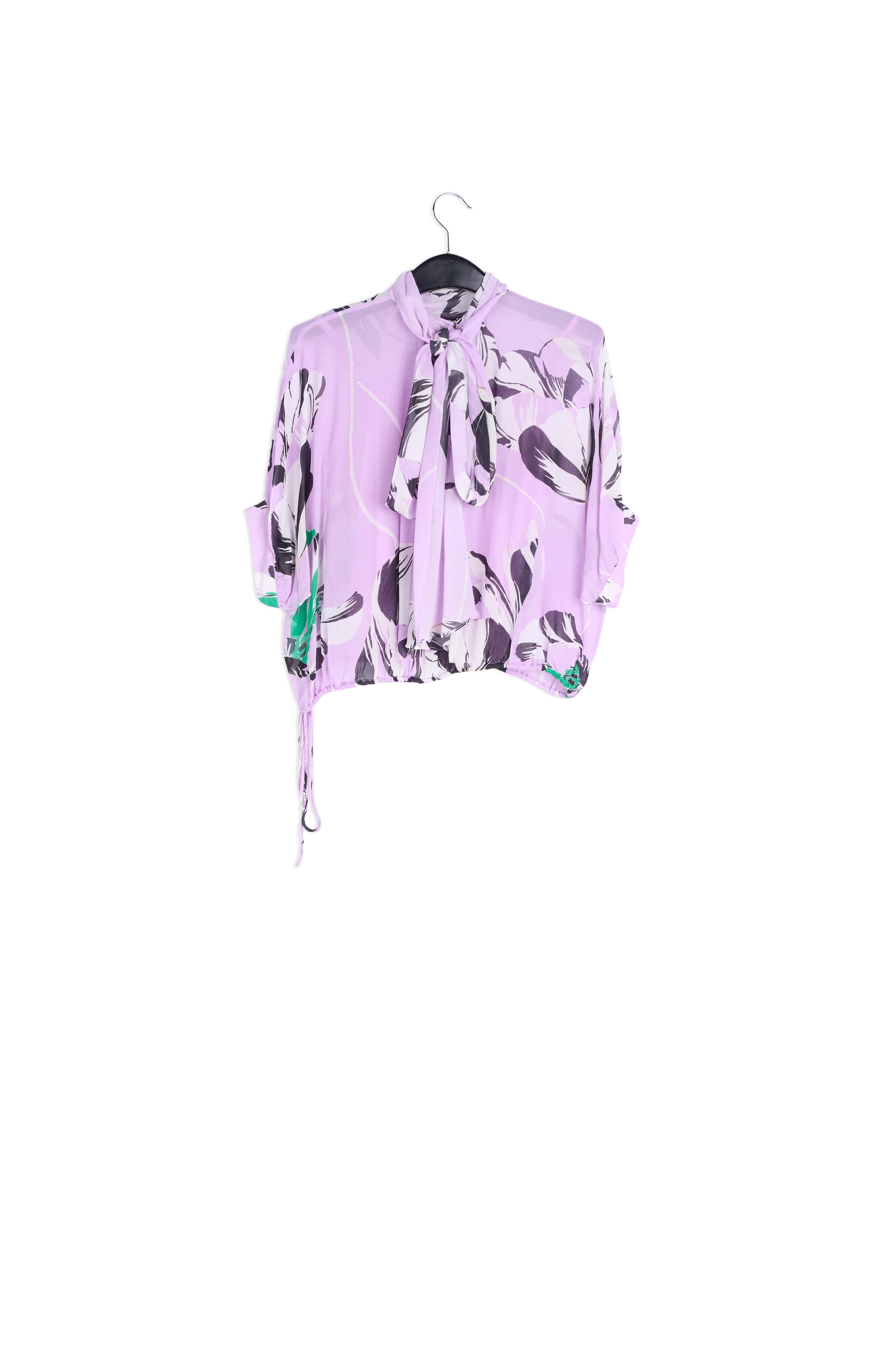 Lilac voluminous floral-print sheer top RE—SSENTIEL | Essentiel second hand