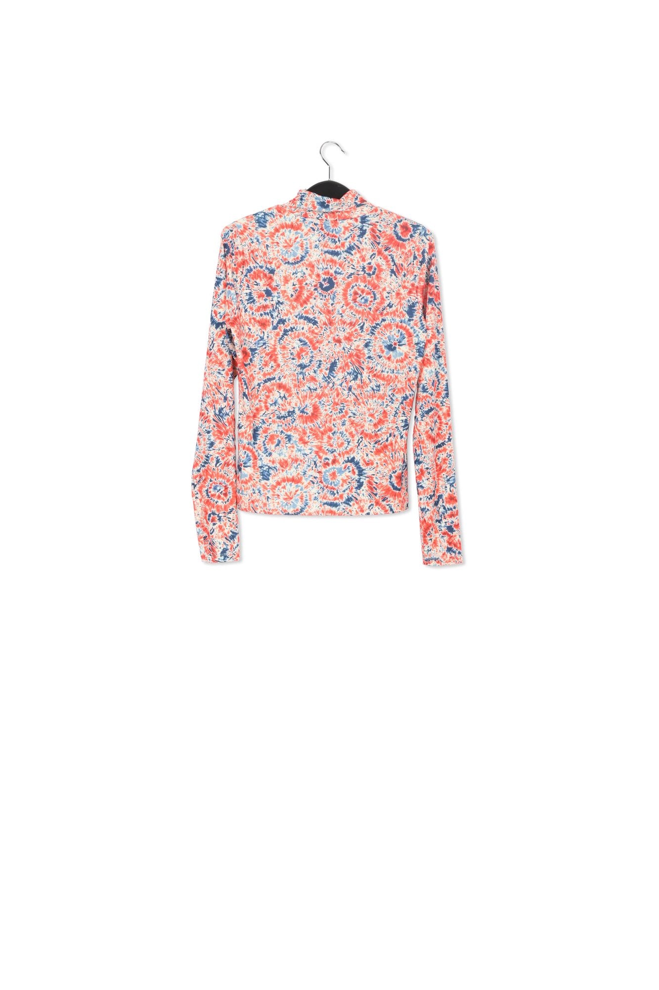 Red and blue tie-dye printed turtleneck top RE—SSENTIEL | Essentiel second hand