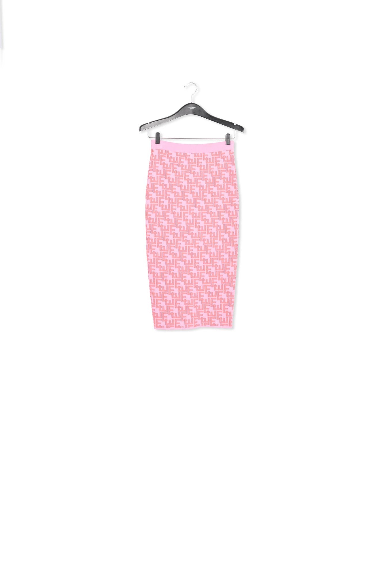Pink and red jacquard-knitted midi skirt RE—SSENTIEL | Essentiel second hand