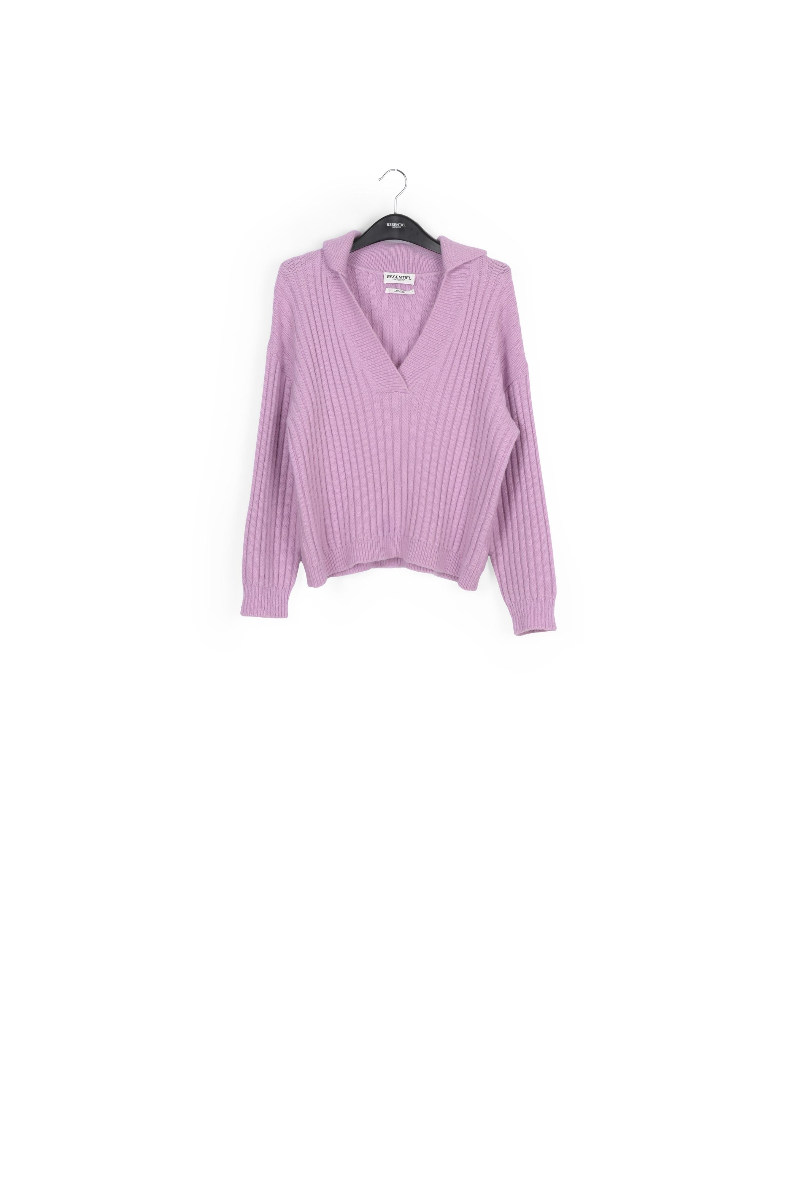 Lilac V-neck ribbed-knit sweater RE—SSENTIEL | Essentiel second hand