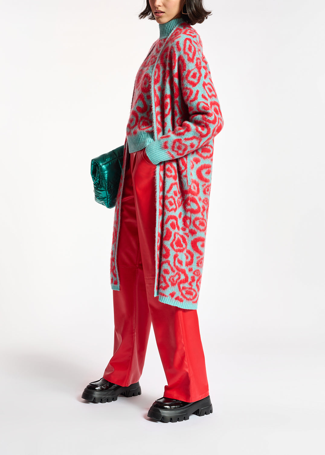 Cardigan met blauwe en rode luipaardprint RE—SSENTIEL | Essentiel second hand