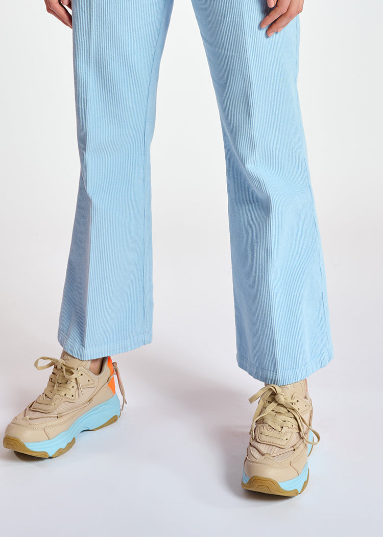 Light blue cotton-corduroy flared-fit pants RE—SSENTIEL | Essentiel second hand
