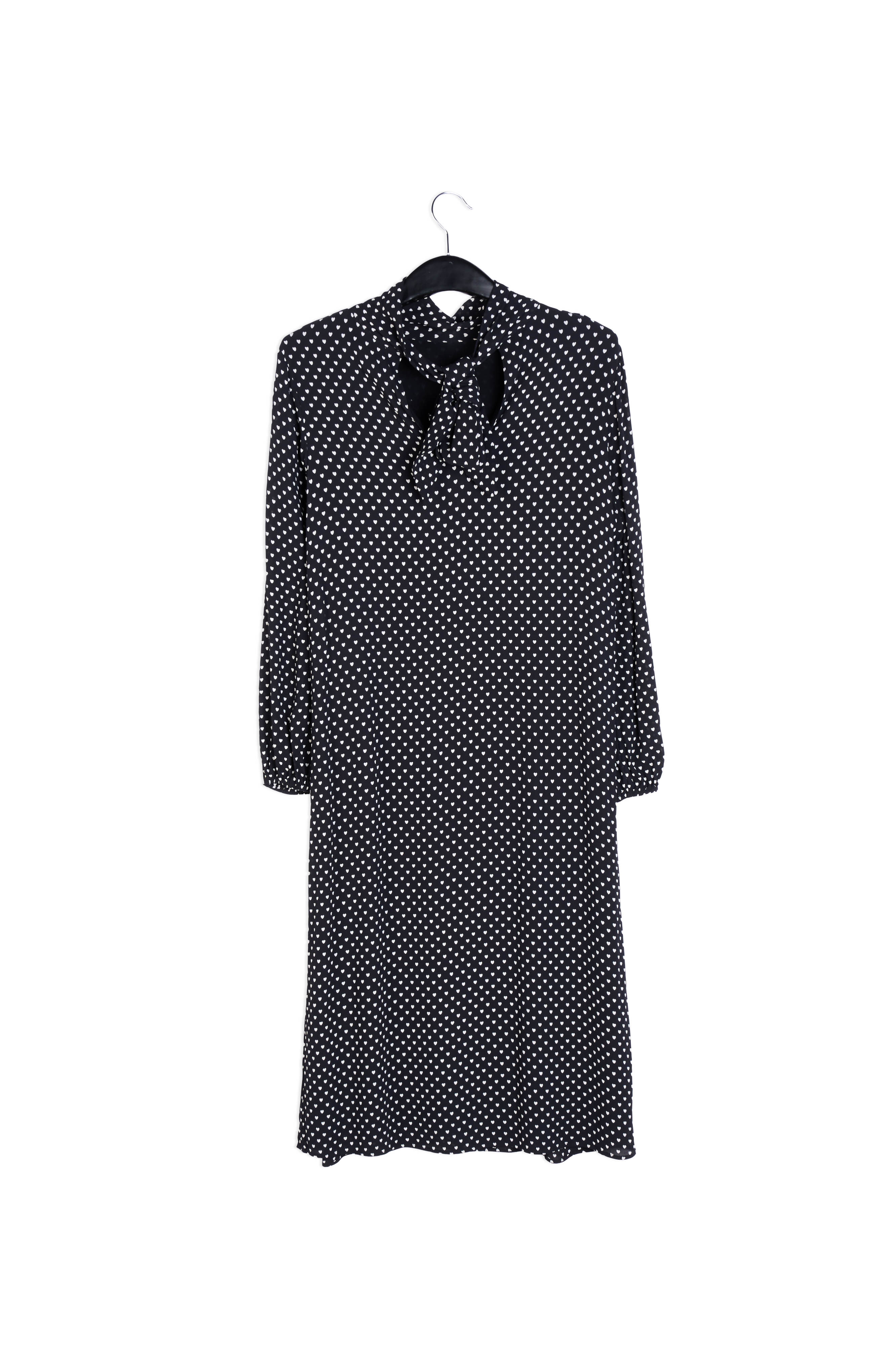 Zwarte halflange jurk met hartjes RE—SSENTIEL | Essentiel second hand