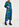 Blue, black and green abstract print midi dress Faume - seconde main