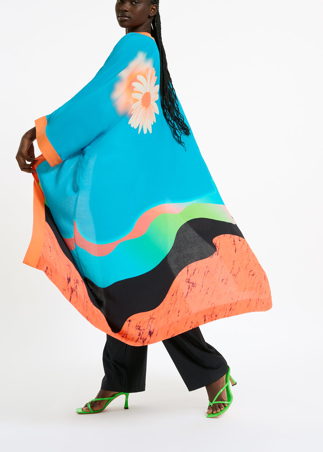 Blue kimono with graphic print RE—SSENTIEL | Essentiel second hand