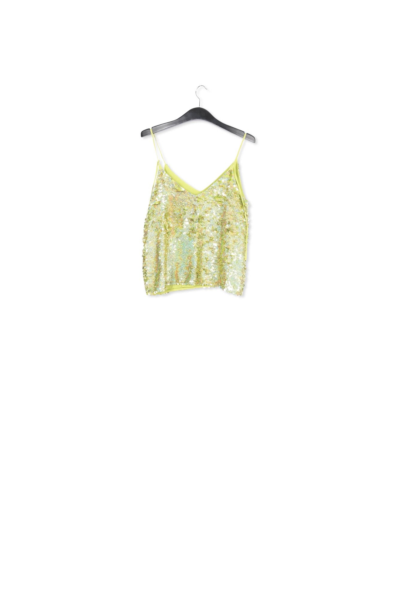 Olive green sequined camisole RE—SSENTIEL | Essentiel second hand