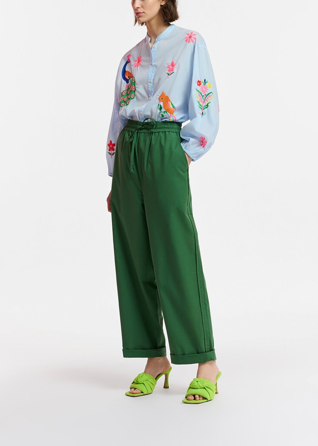 Light blue cotton shirt with embroideries RE—SSENTIEL | Essentiel second hand