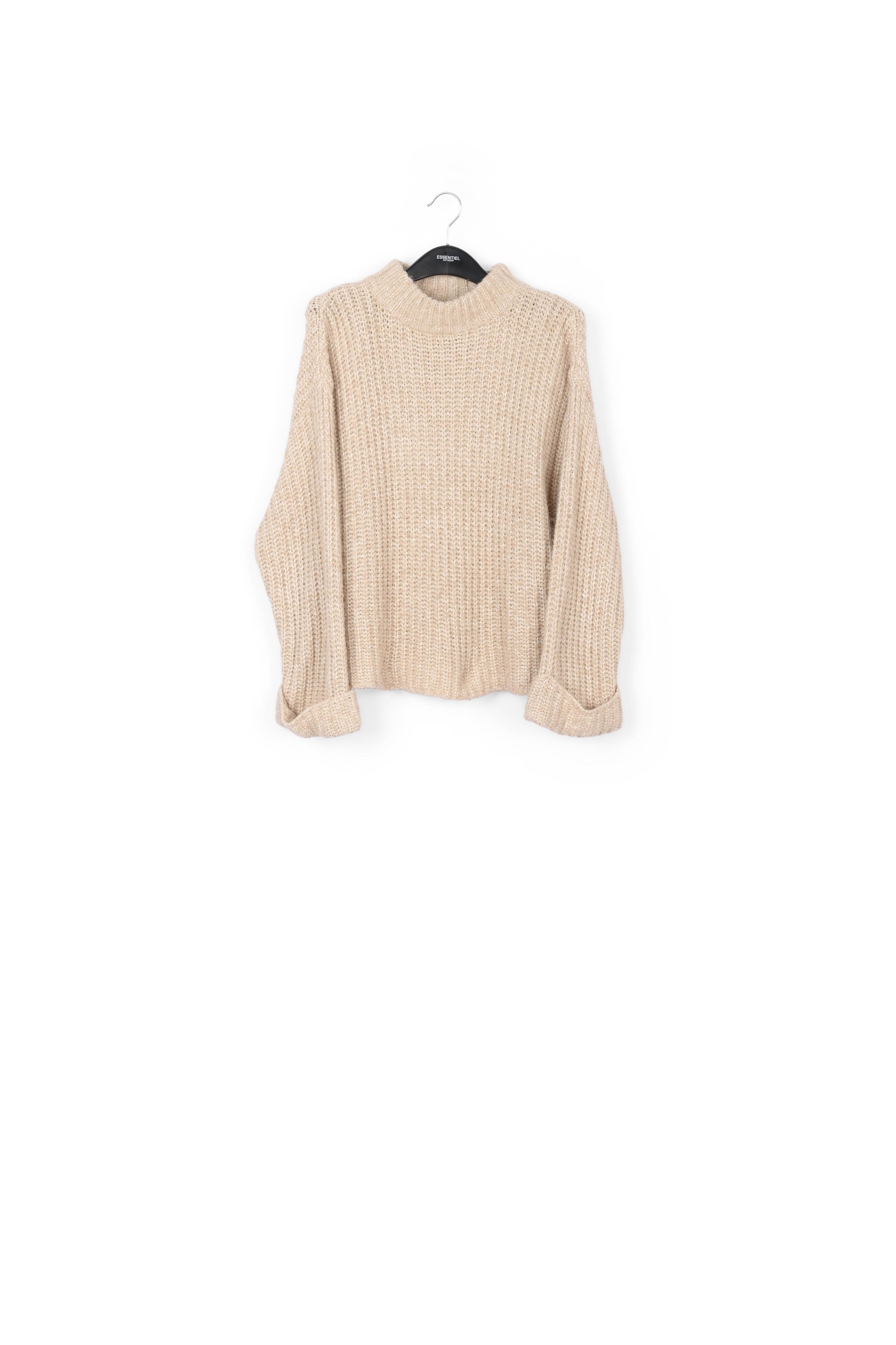 Pull beige en maille côtelée RE—SSENTIEL | Essentiel second hand