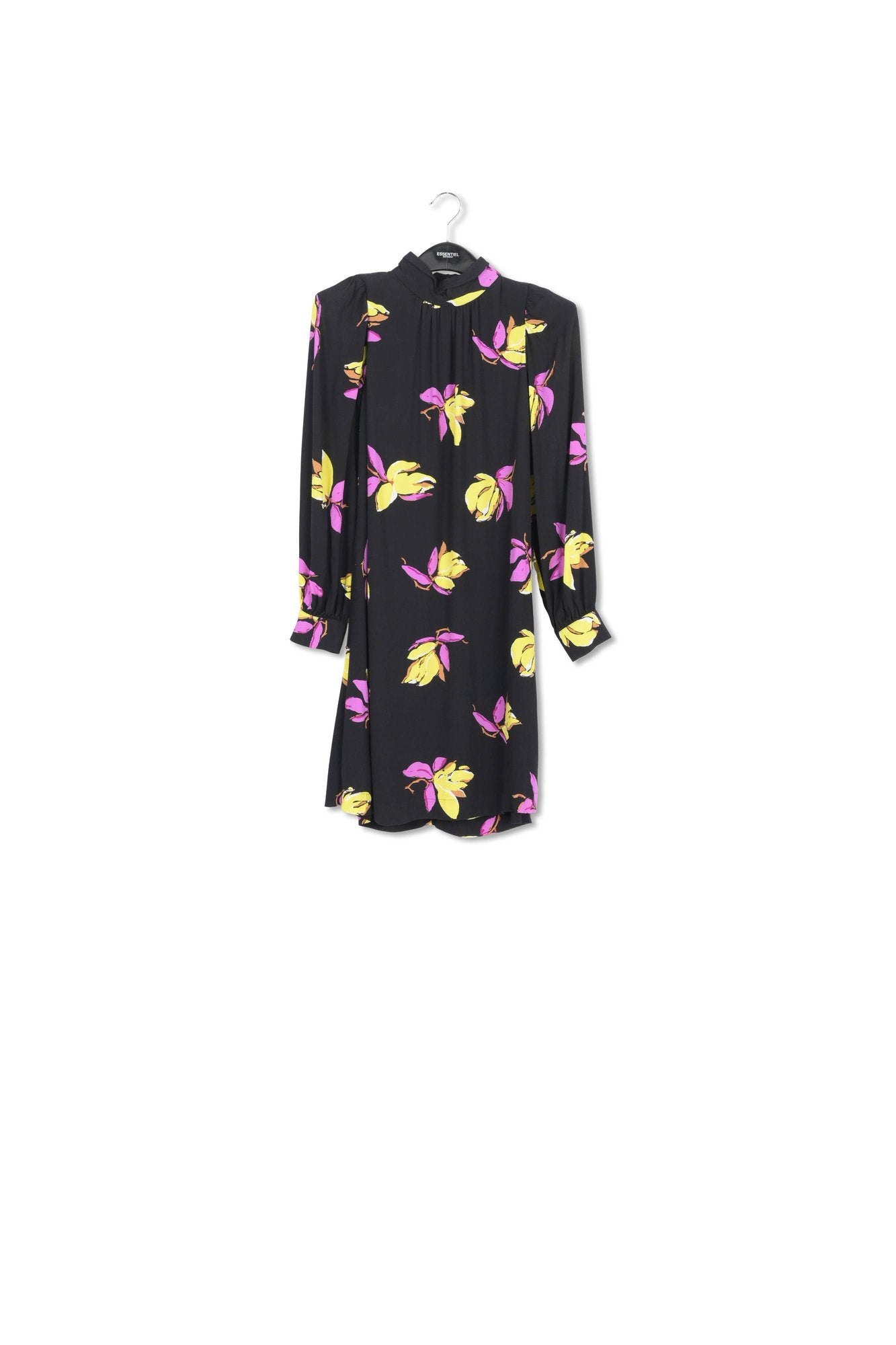 Black floral-printed mini dress RE—SSENTIEL | Essentiel second hand