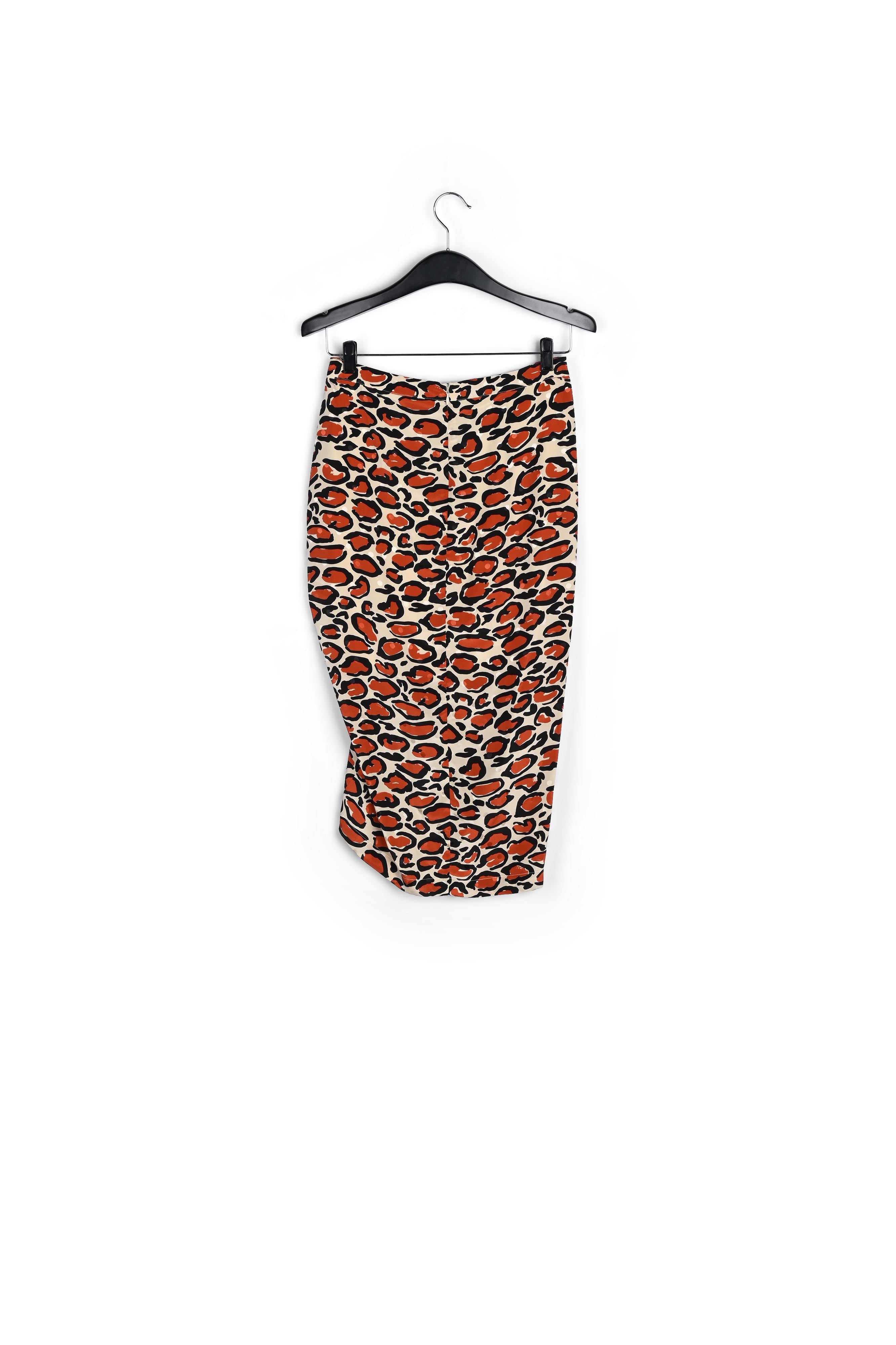 Jupe crayon en soie blanc cassé à imprimé léopard RE—SSENTIEL | Essentiel second hand