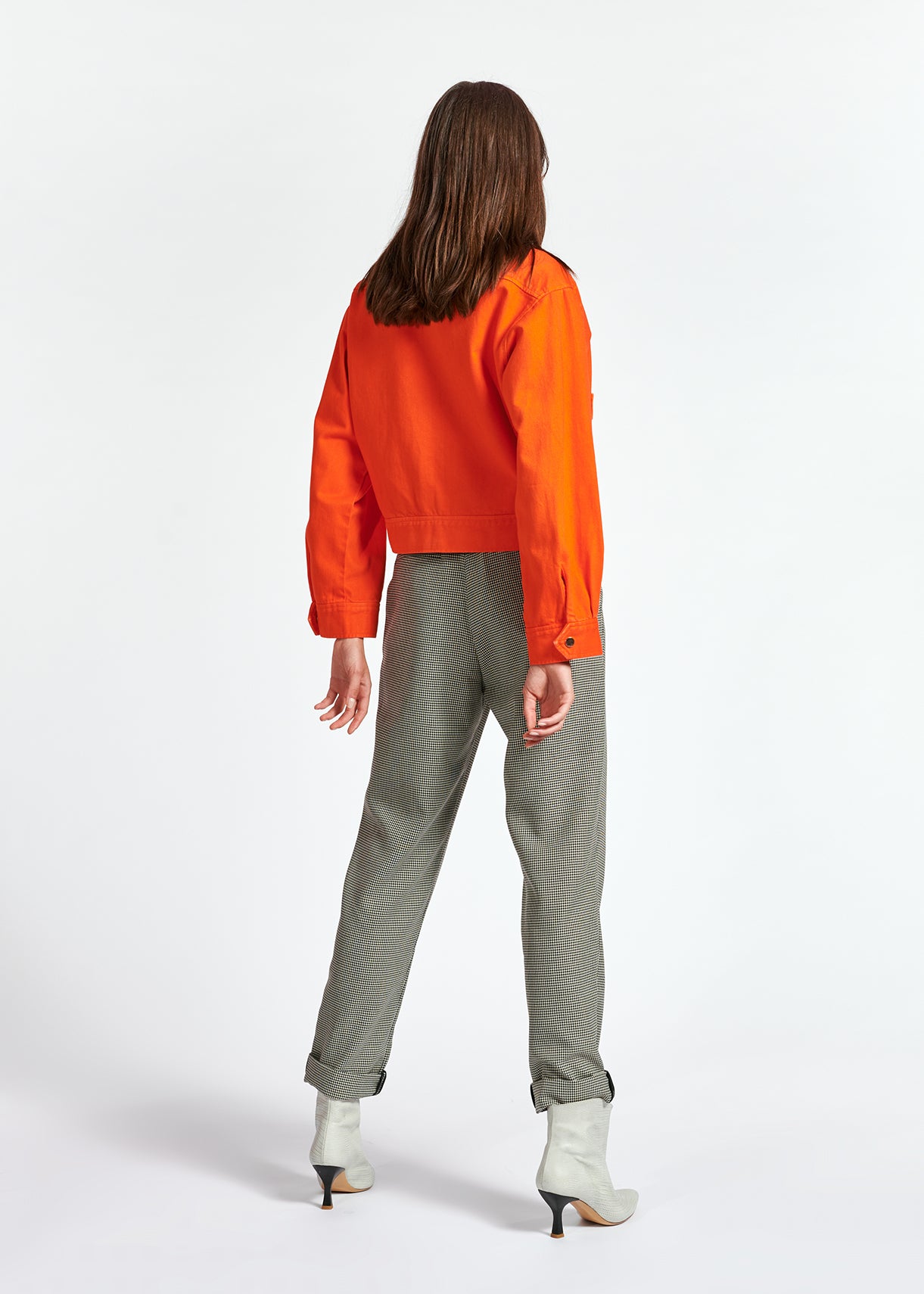 Wijde broek met pied-de-poule en hoge taille RE—SSENTIEL | Essentiel second hand