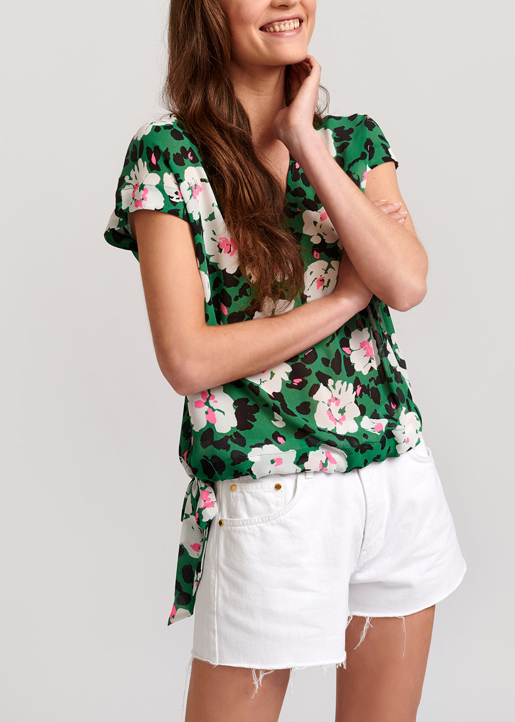 Groene top met bloemenprint RE—SSENTIEL | Essentiel second hand