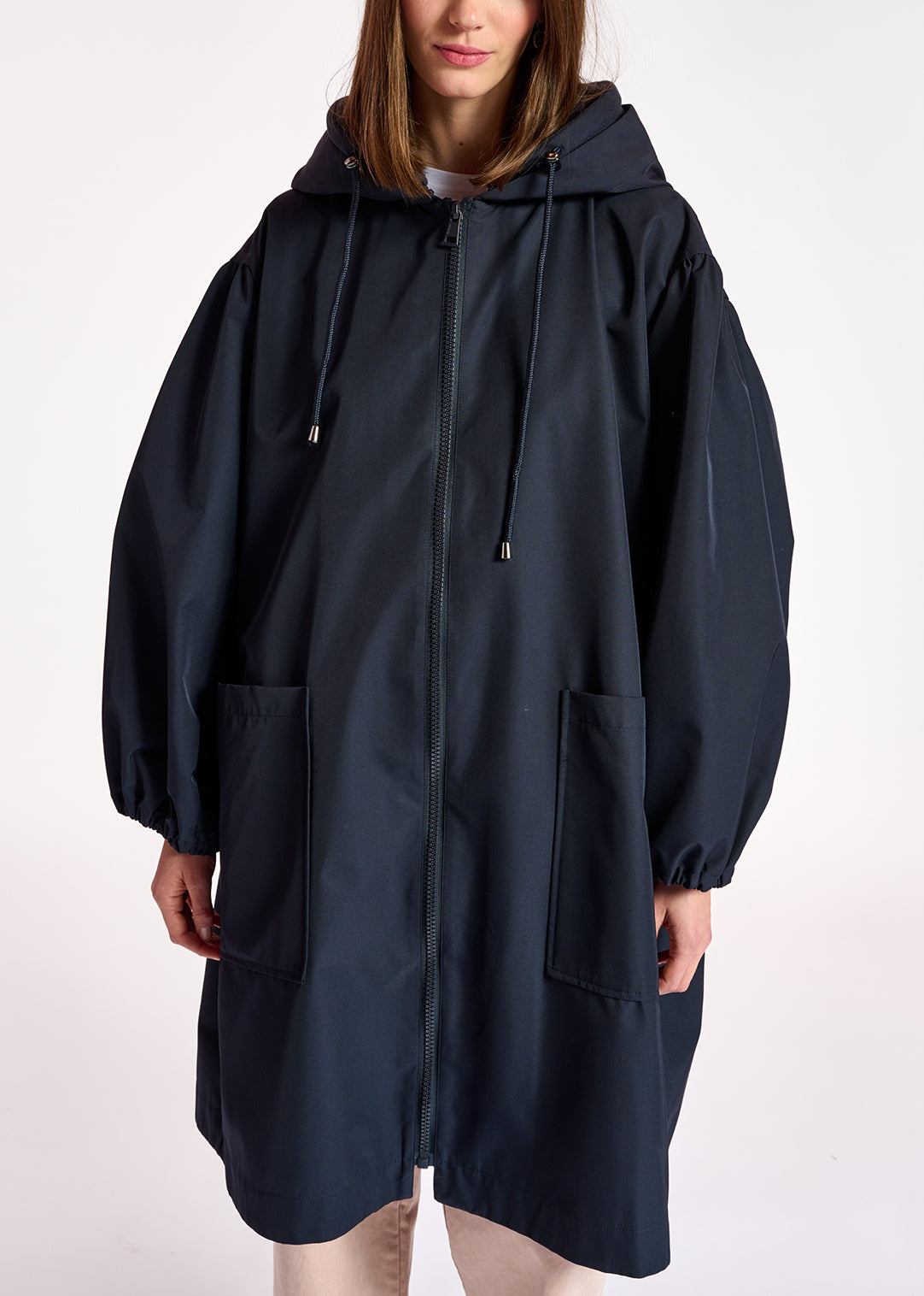 Dark blue hooded raincoat RE—SSENTIEL | Essentiel second hand