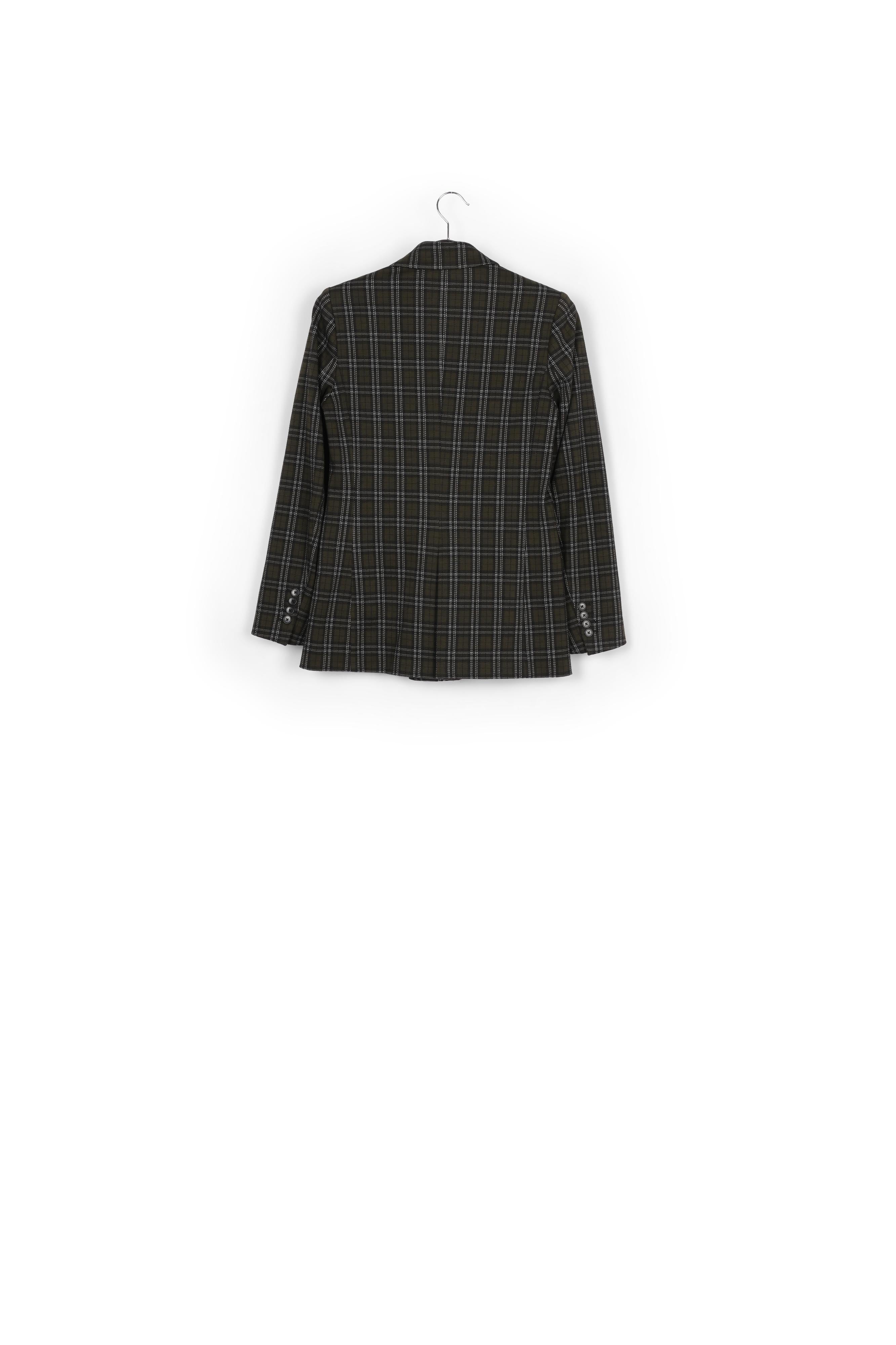 Khaki double-breasted check blazer RE—SSENTIEL | Essentiel second hand