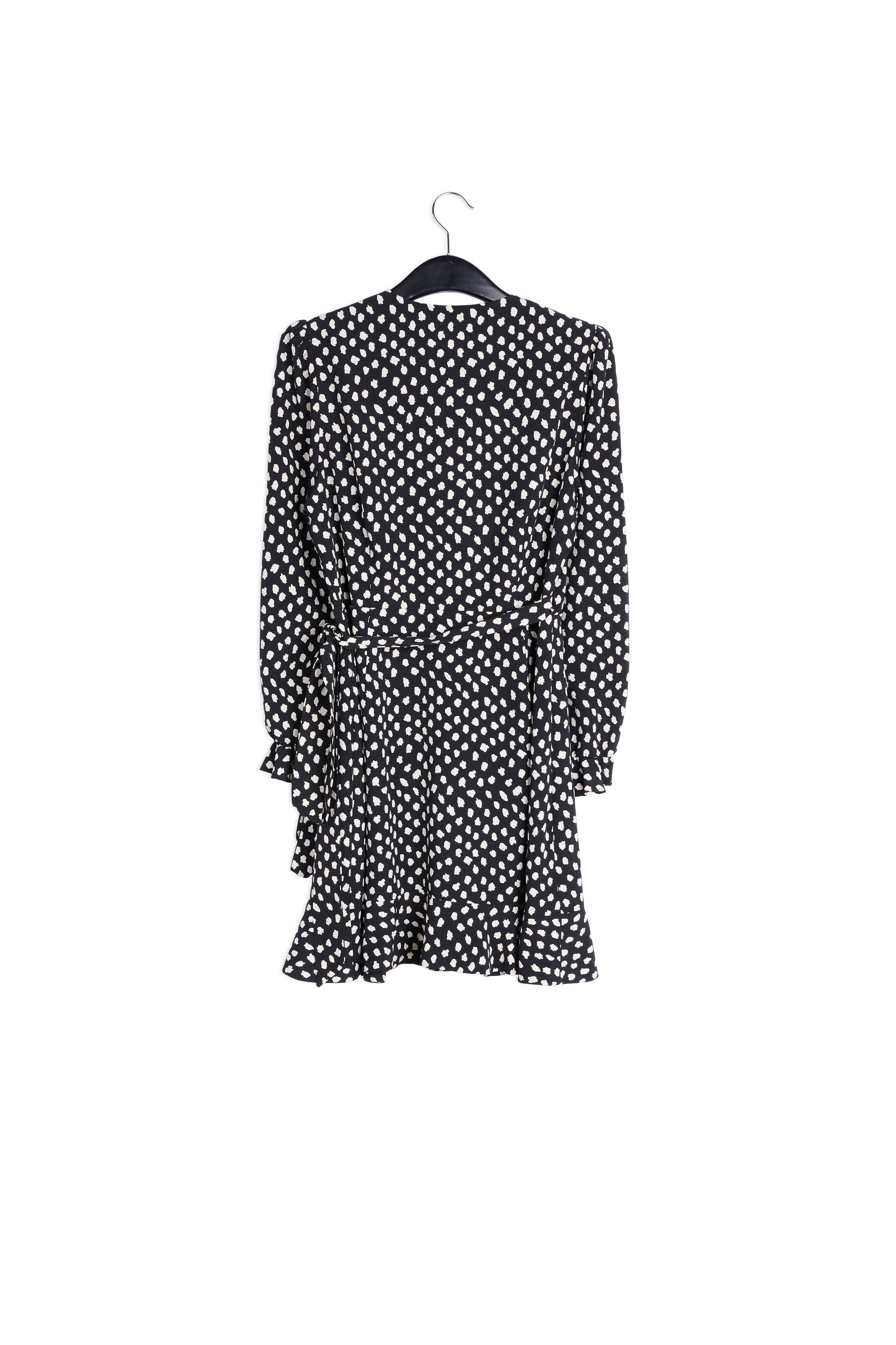 Zwarte miniwikkeljurk met stippen RE—SSENTIEL | Essentiel second hand