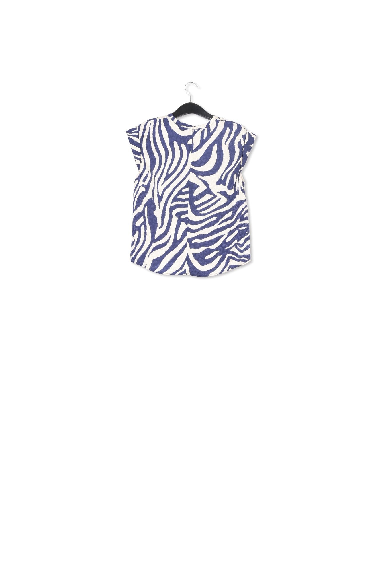 Navy blue and off-white zebra-print top RE—SSENTIEL | Essentiel second hand