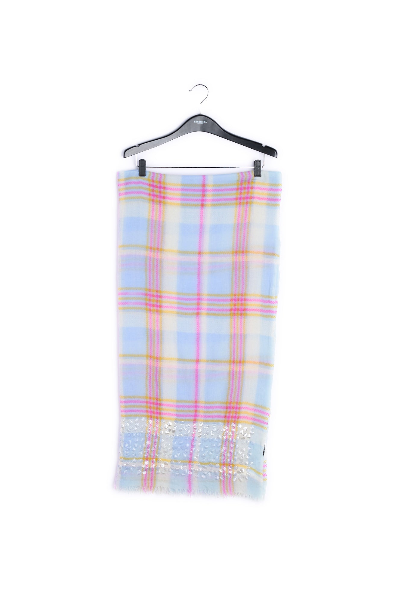 Light blue, wool tartan scarf RE—SSENTIEL | Essentiel second hand