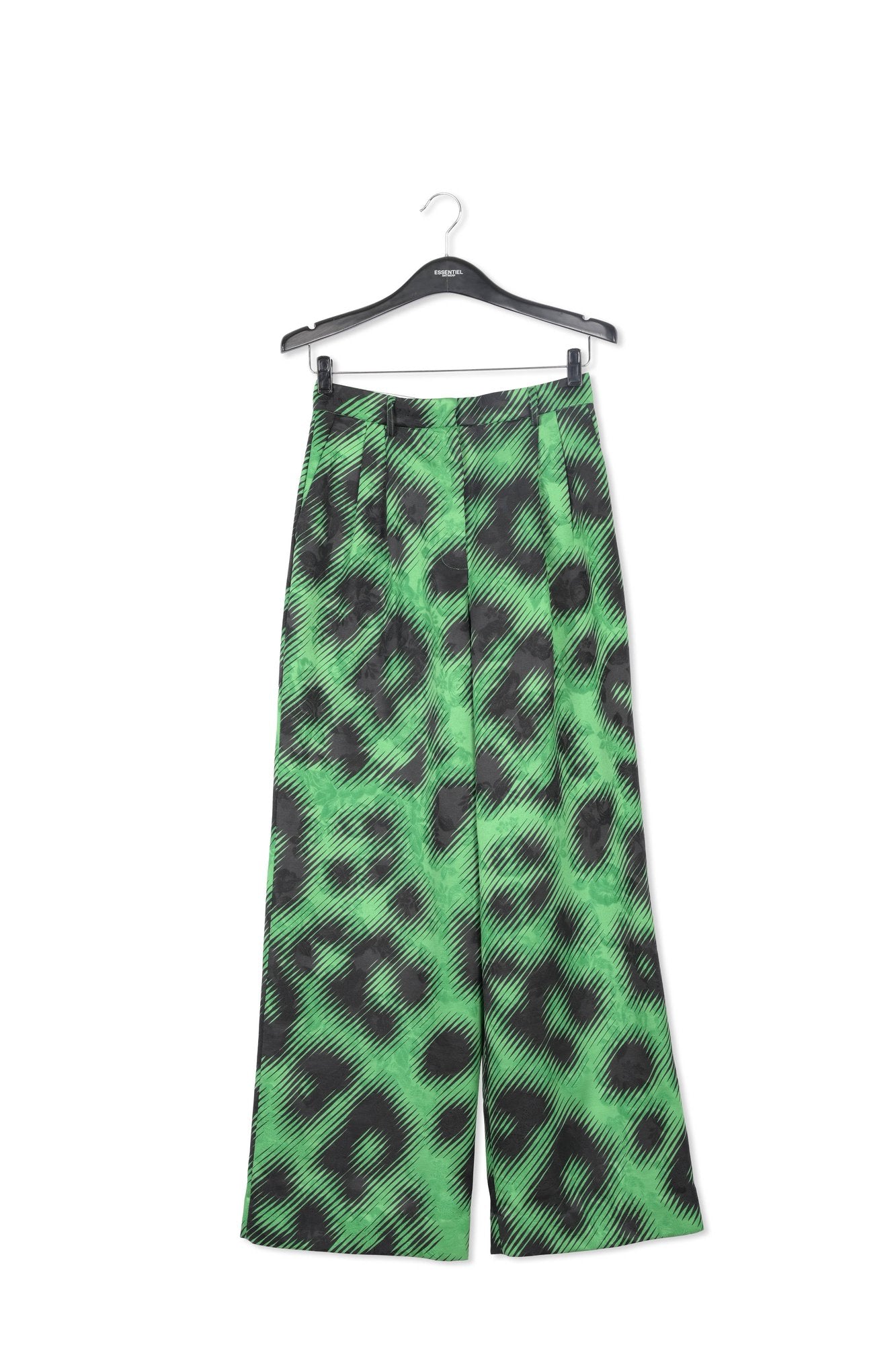 Green jacquard belted pants with leopard print RE—SSENTIEL | Essentiel second hand