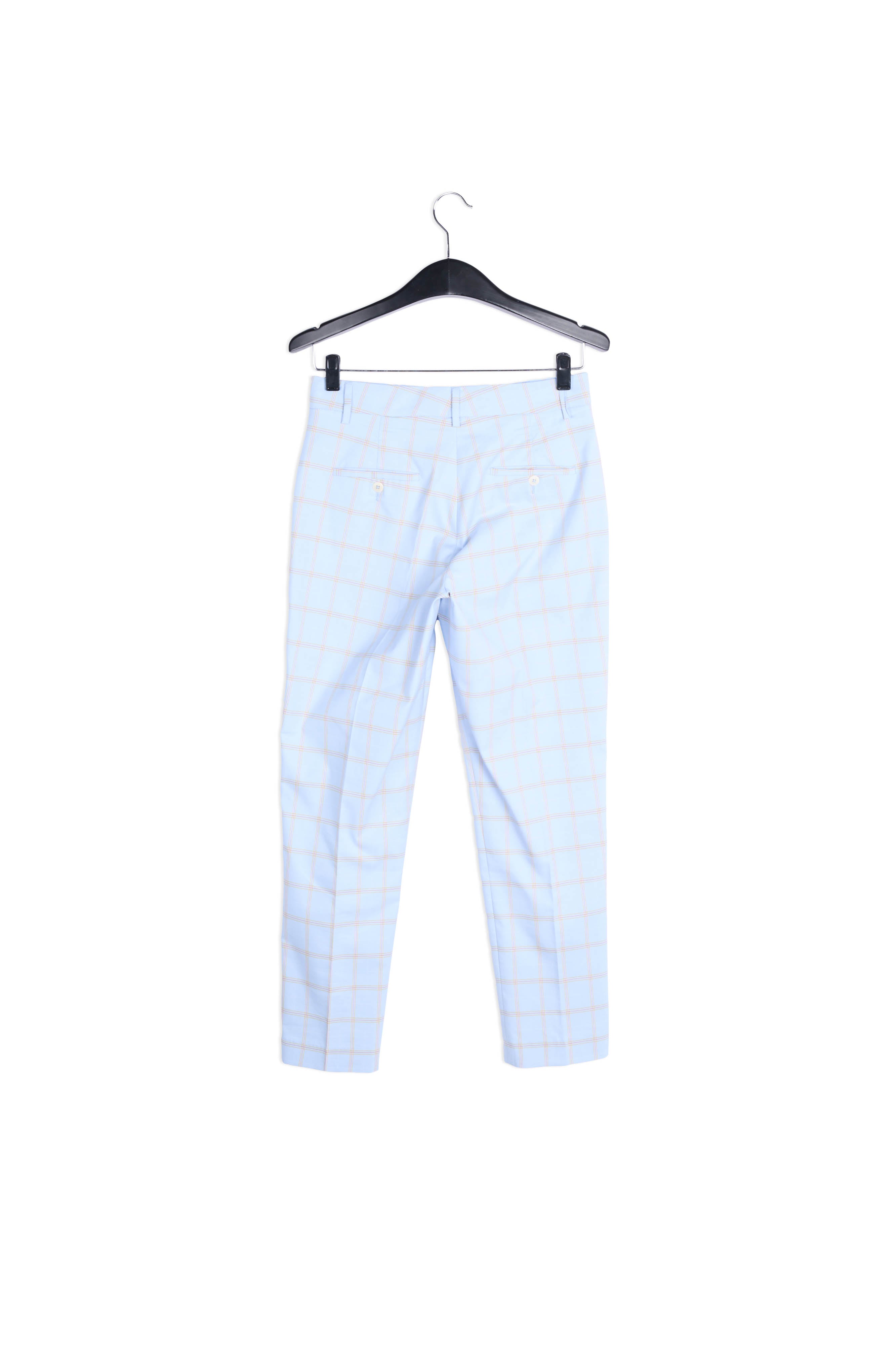 Lichtblauwe geklede tartanbroek RE—SSENTIEL | Essentiel second hand