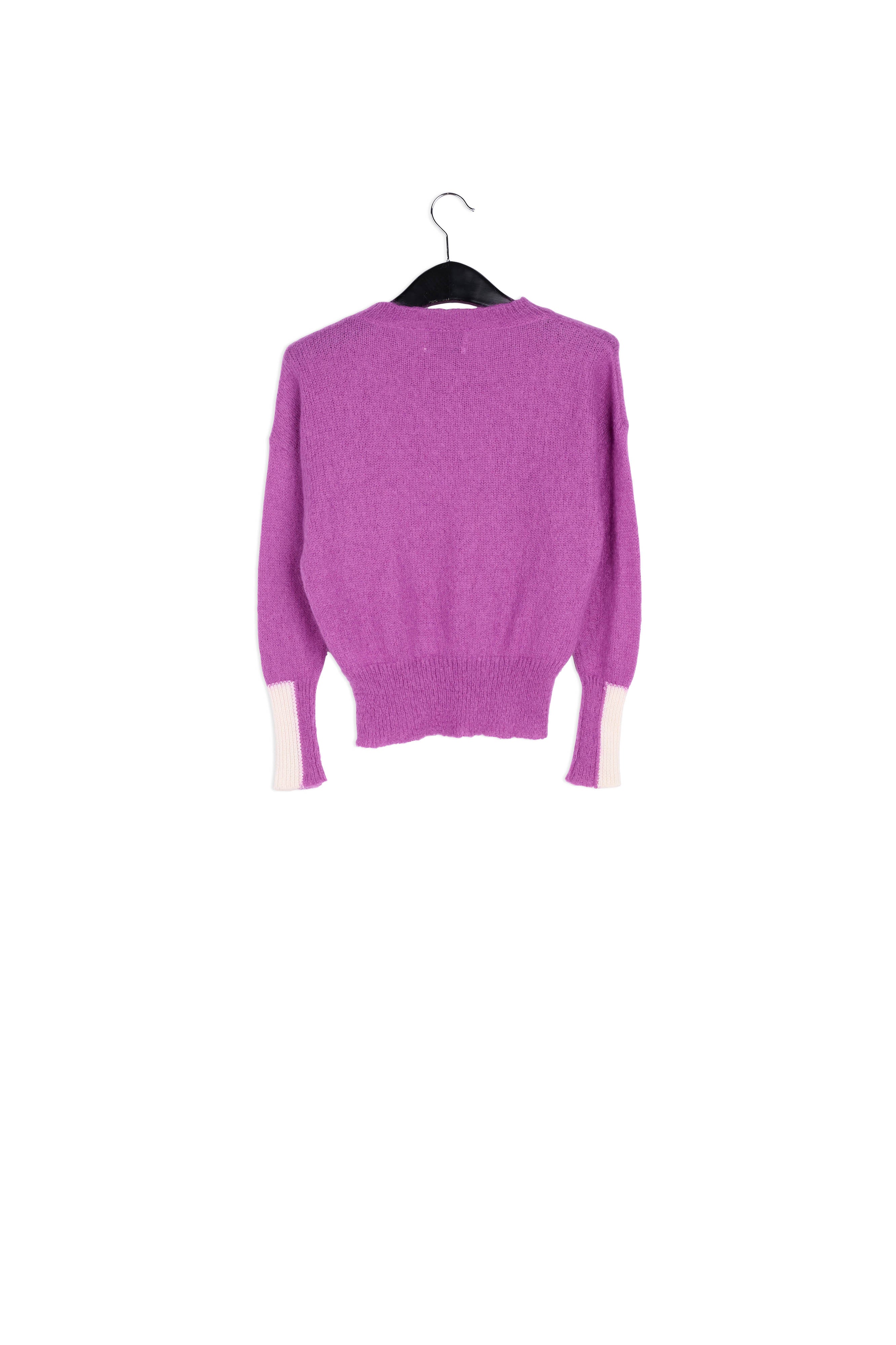 Purple light knit sweater with contrasting cuffs RE—SSENTIEL | Essentiel second hand