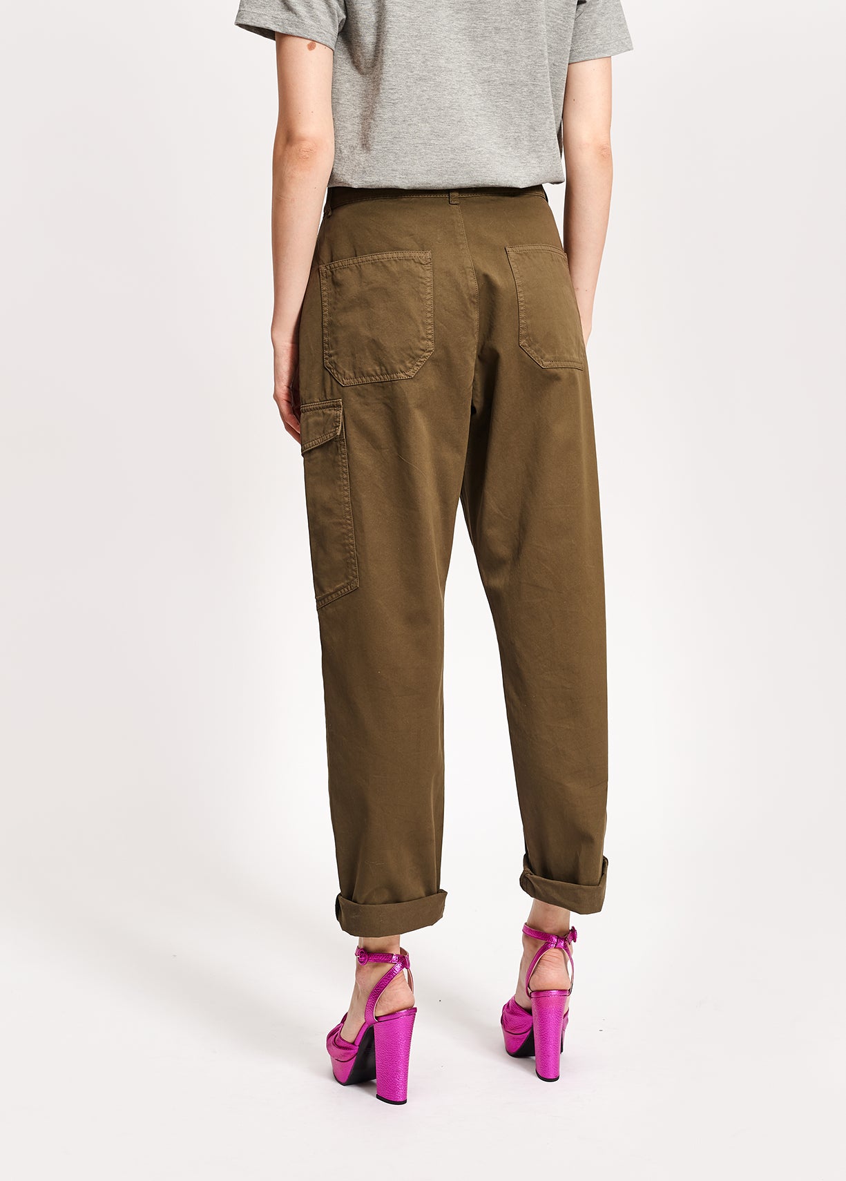 Army green cotton cargo pants RE—SSENTIEL | Essentiel second hand