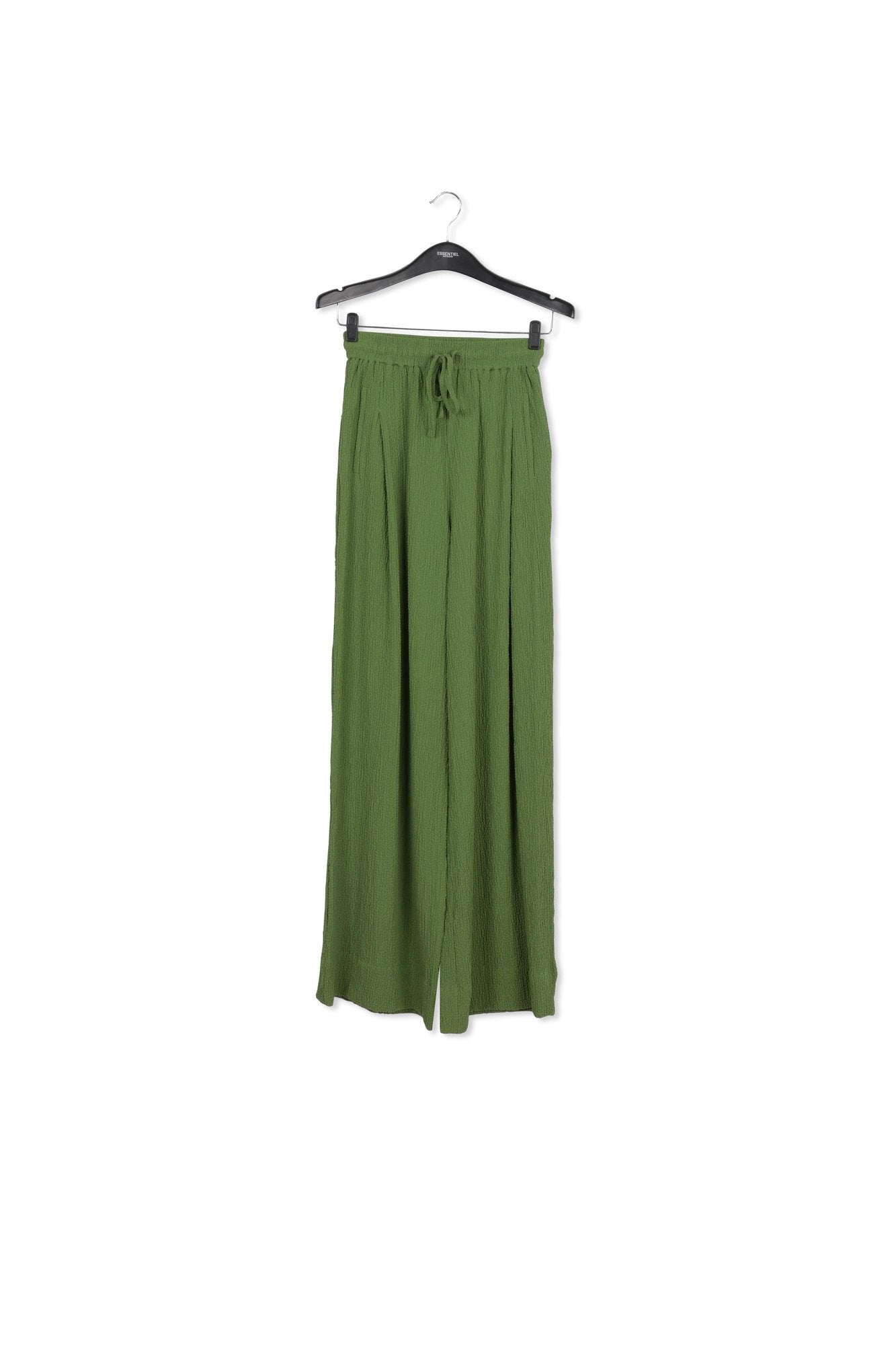 Dark green wide-leg seersucker pants RE—SSENTIEL | Essentiel second hand