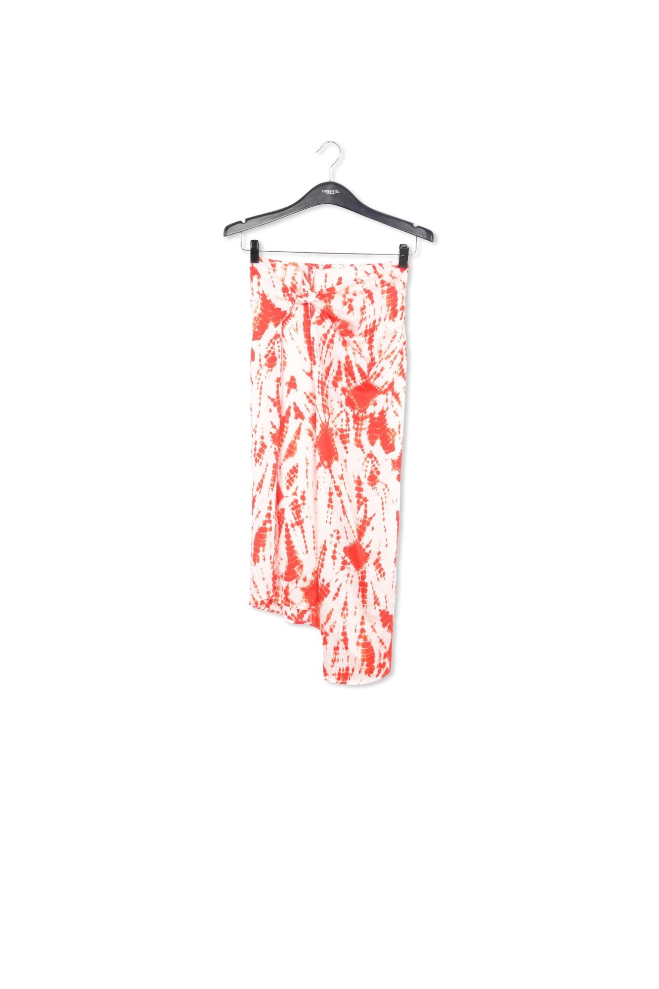 Off-white and red tie-dyed silk midi skirt RE—SSENTIEL | Essentiel second hand