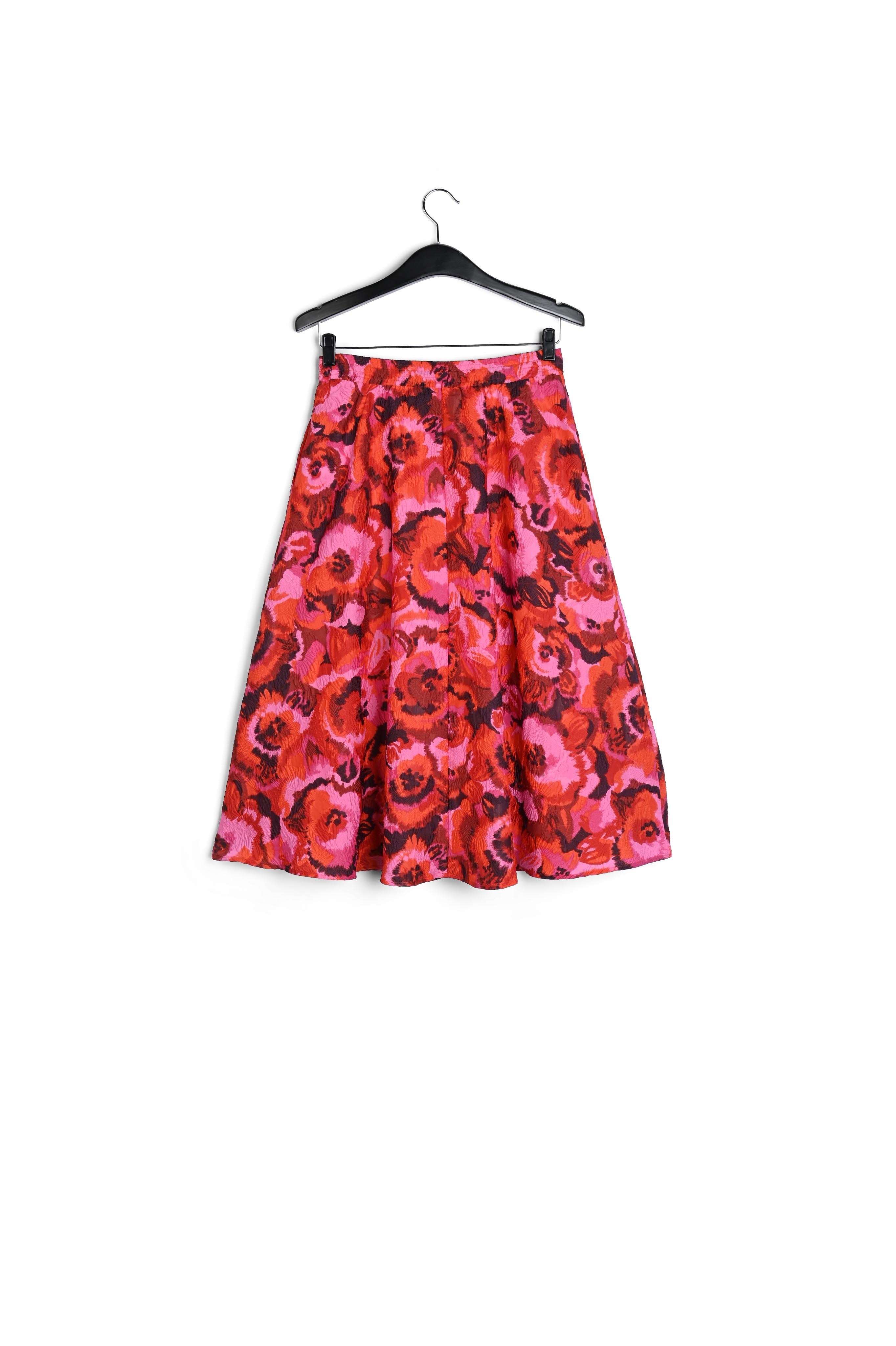 Pink, red and purple floral-jacquard midi skirt RE—SSENTIEL | Essentiel second hand