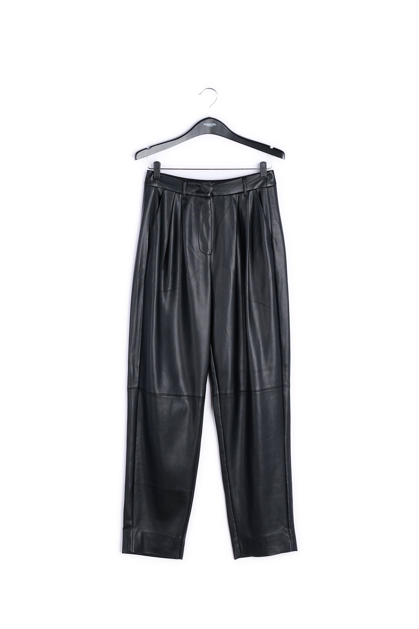 Black faux leather baggy-fit pants RE—SSENTIEL | Essentiel second hand