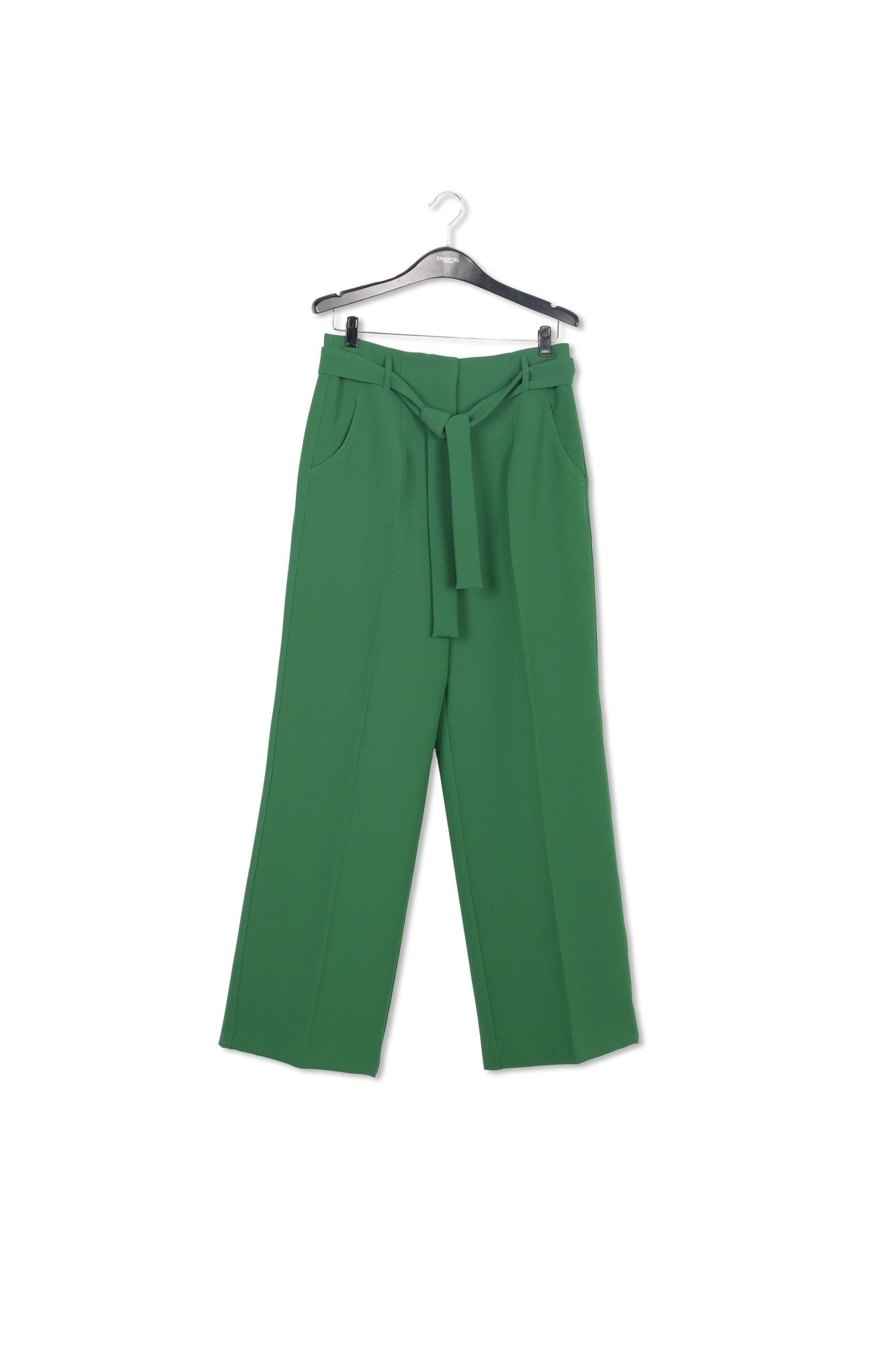 Dark green belted straight-leg pants RE—SSENTIEL | Essentiel second hand