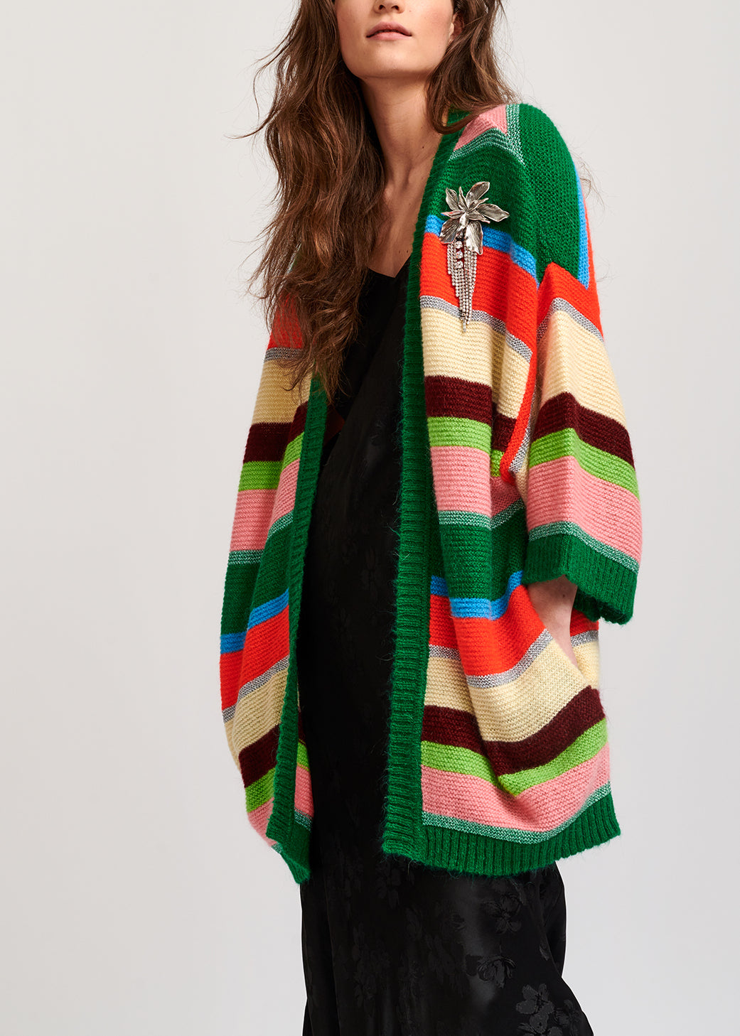 Green, orange and pink striped cardigan RE—SSENTIEL | Essentiel second hand