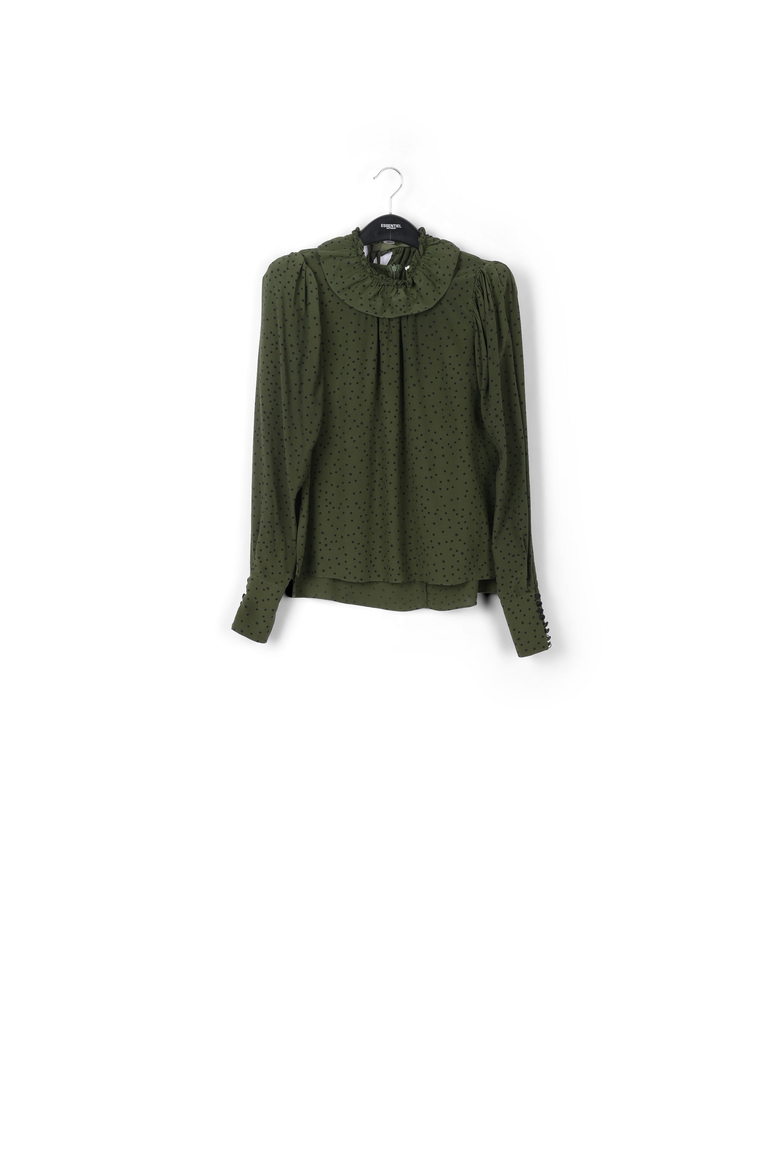 Khaki green polkadot blouse RE—SSENTIEL | Essentiel second hand